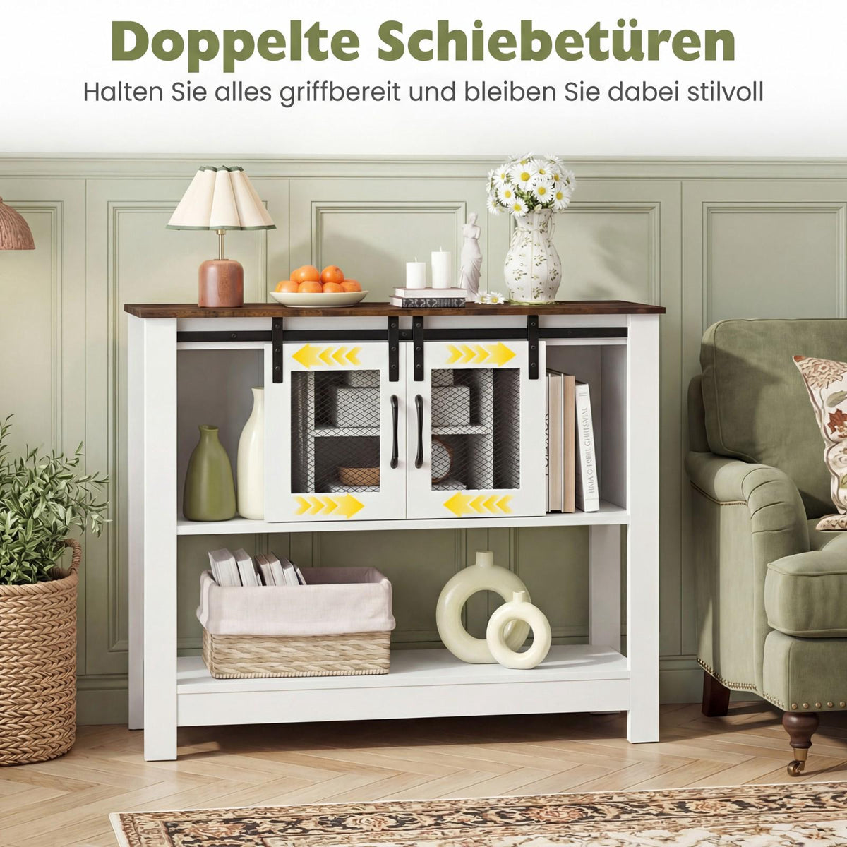 Sideboard with Adjustable Shelves and Sliding Doors