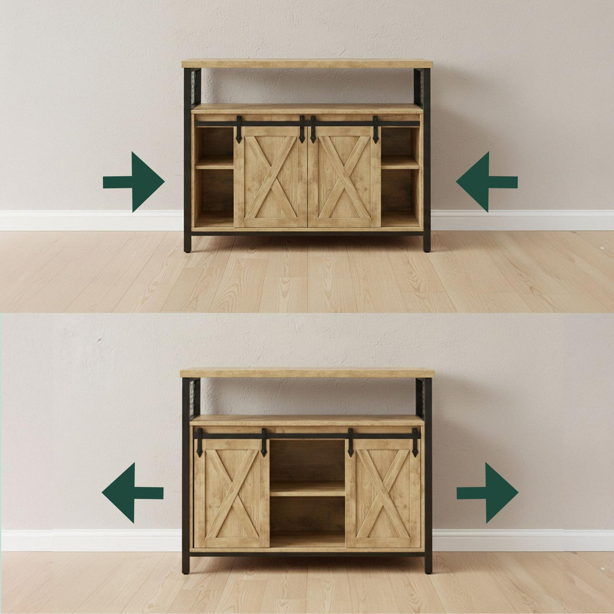 Sideboard with Sliding Barn Doors – Rustic Storage Cabinet