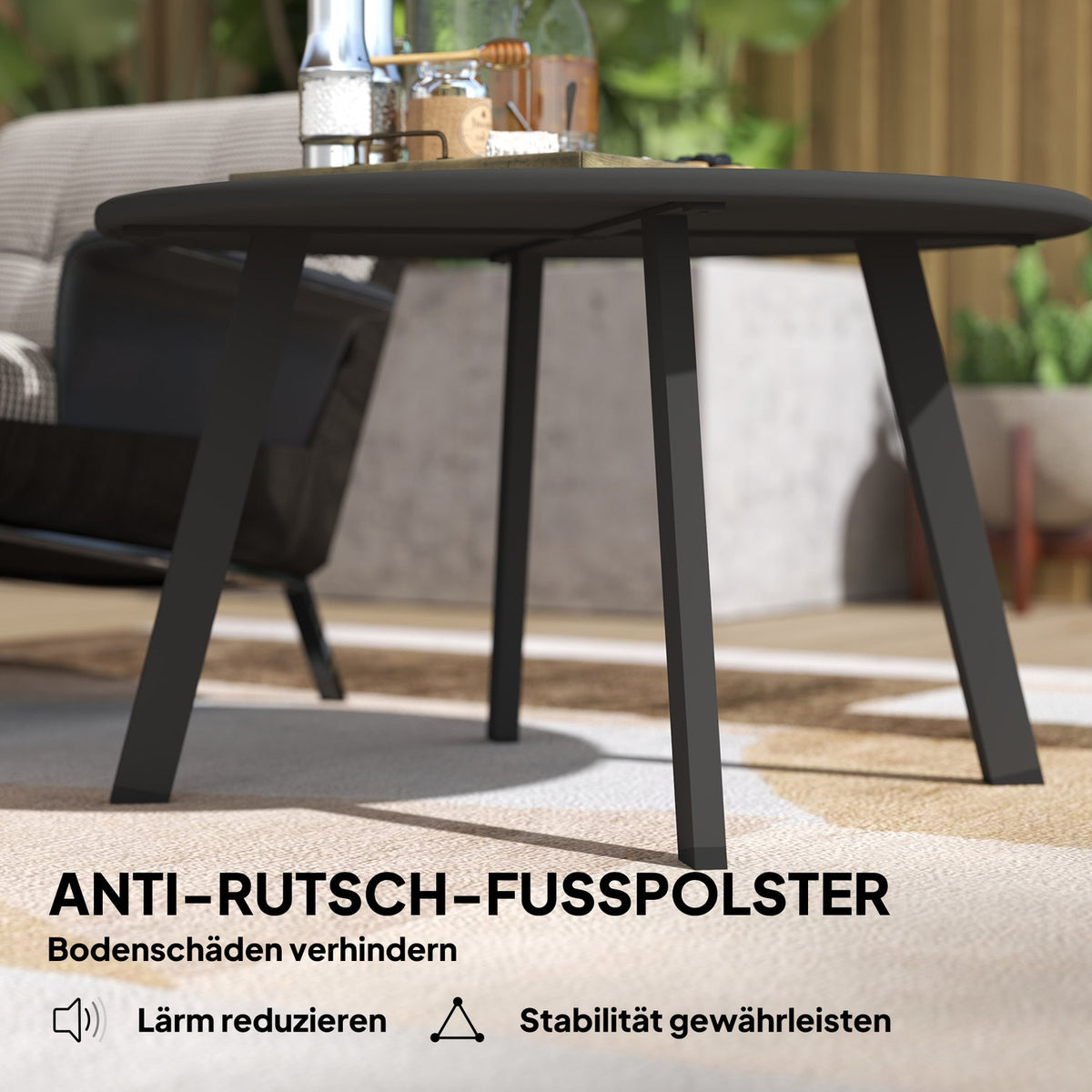 Side table, balcony table made of metal, round coffee table, weatherproof, garden table, easy to clean, sofa table, outdoor table for balcony, garden, terrace, veranda, living room, Ø70 x 42H cm, black