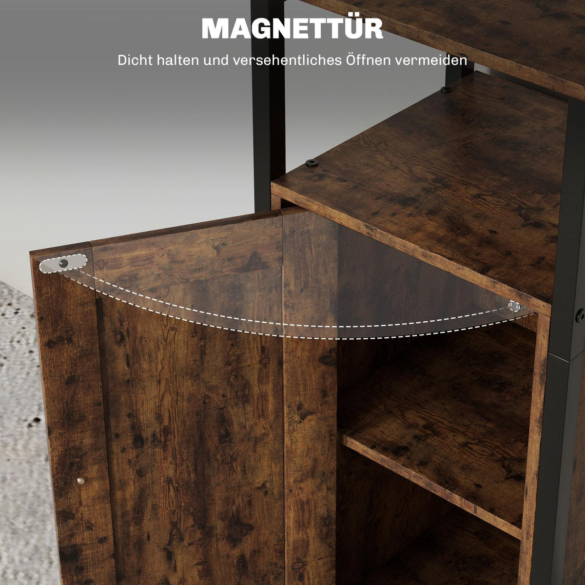 Side table, coffee table in industrial design, coffee table with adjustable shelf, for living room, bedroom, 34 x 30 x 80 cm, rustic brown
