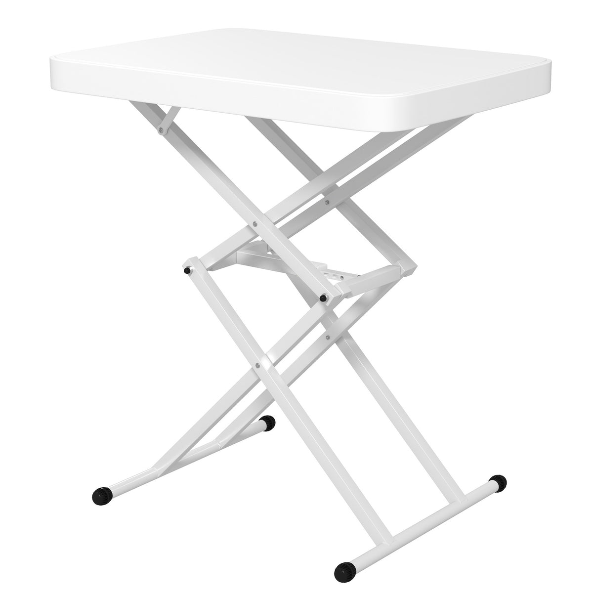 Side table garden height-adjustable garden table, foldable balcony table made of plastic, rectangular coffee table 50kg load capacity, 65x45x70H cm sofa table for outdoor indoor balcony terrace white