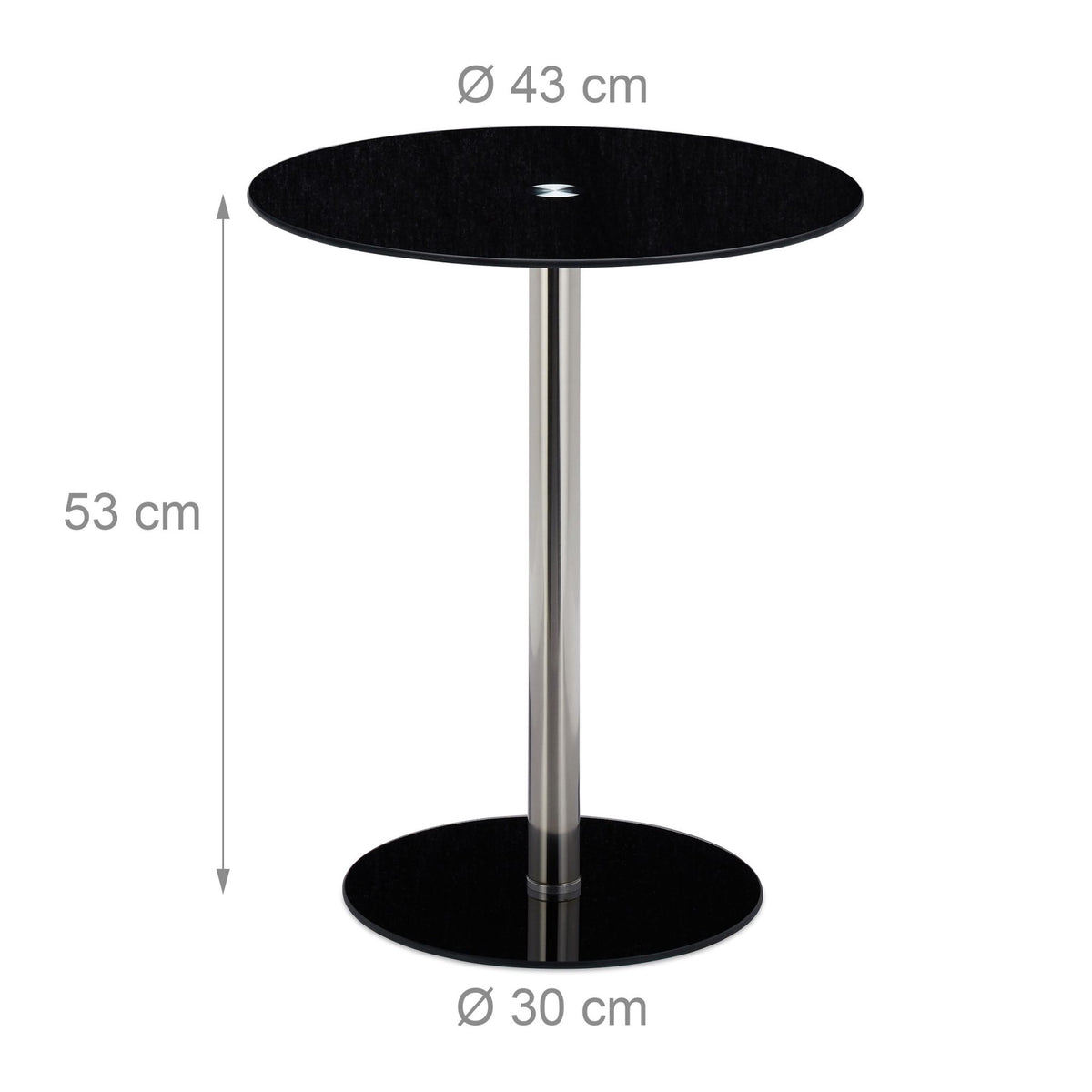 Side table in glass and stainless steel