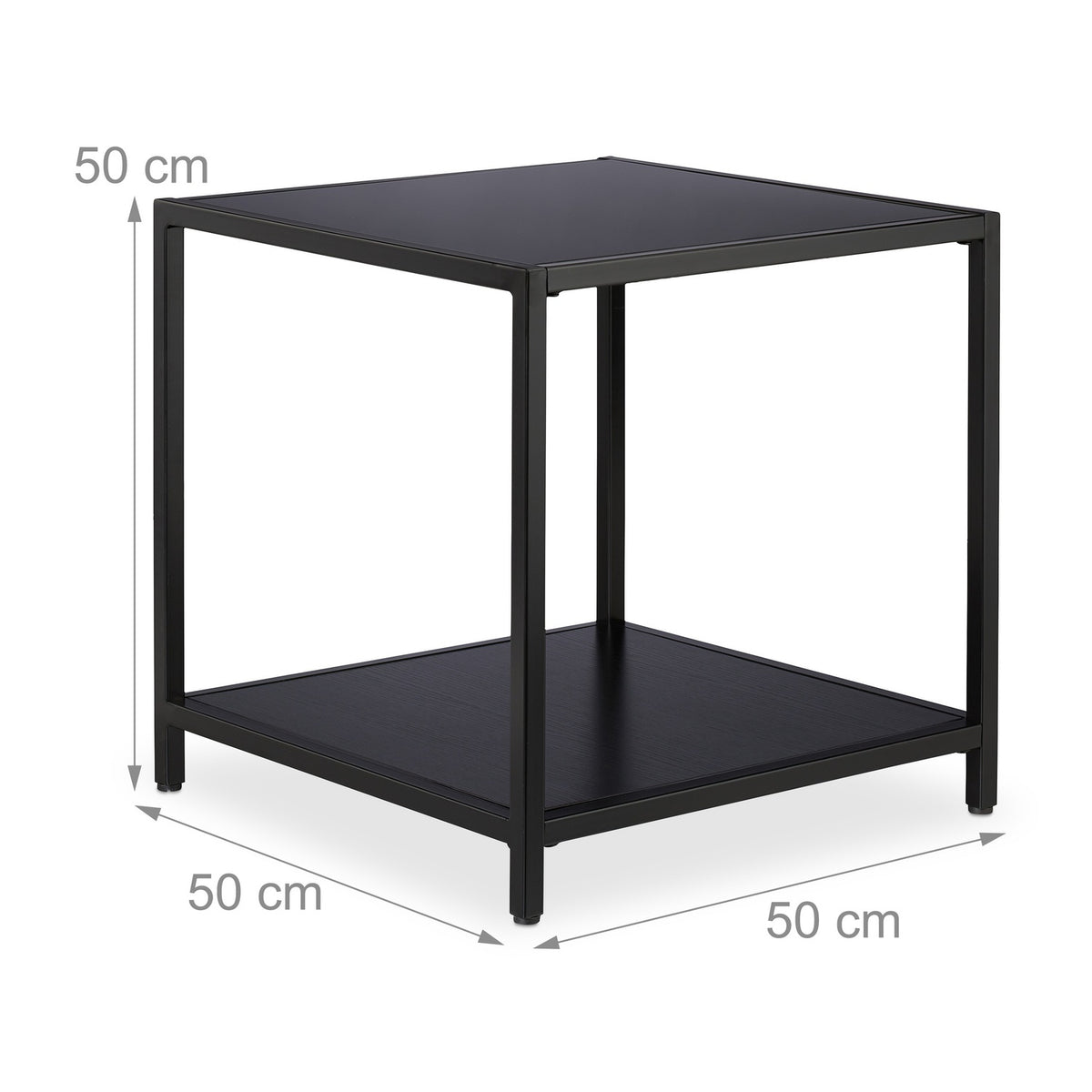 Side table with black glass