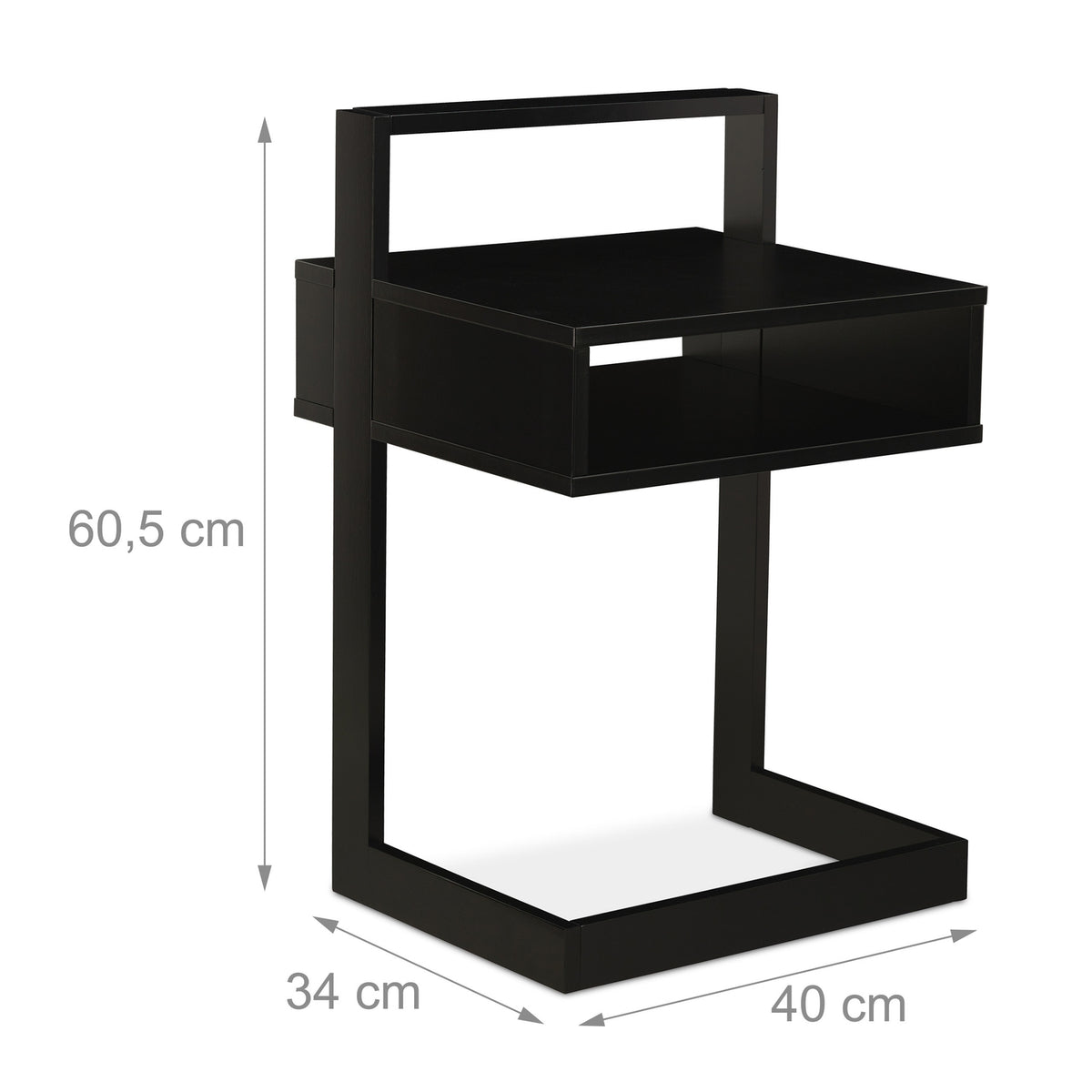 Side table with storage compartment black