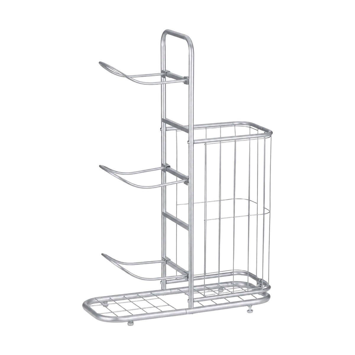 Silver Metal Ball Rack with 4 Shelves and Basket