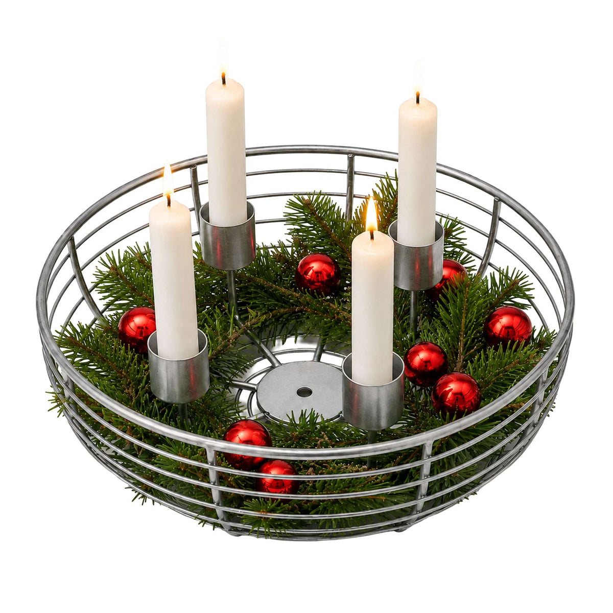 Silver Metal Wire Advent Wreath Holder – 20.5 cm