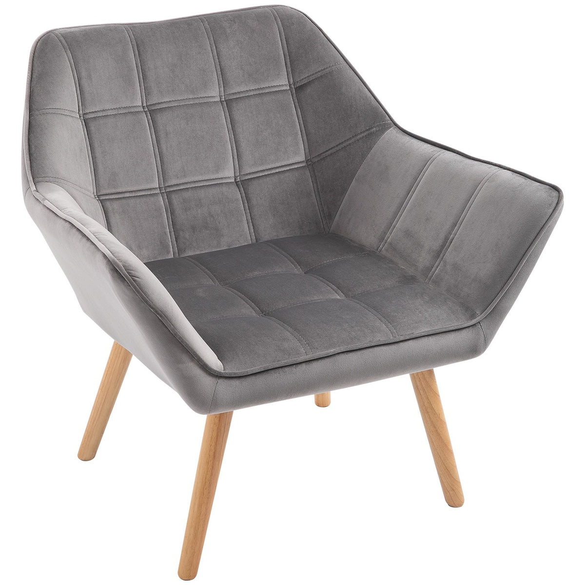 Single armchair wing chair relaxation chair armchair with velvet raised legs velvet-like polyester Scandinavian gray 64 x 62 x 72.5 cm