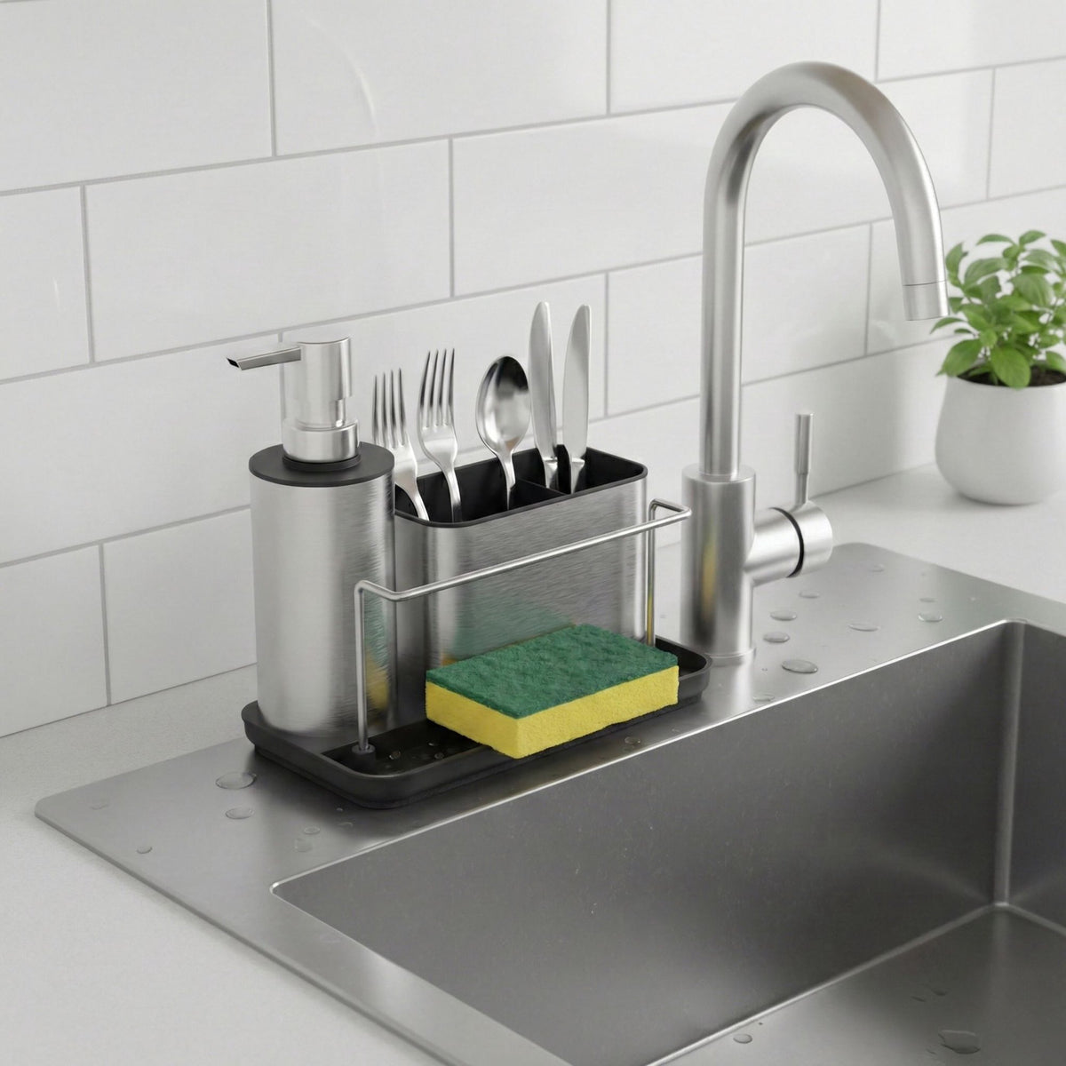 Sink Organizer with Soap Dispenser for Kitchen & Bath