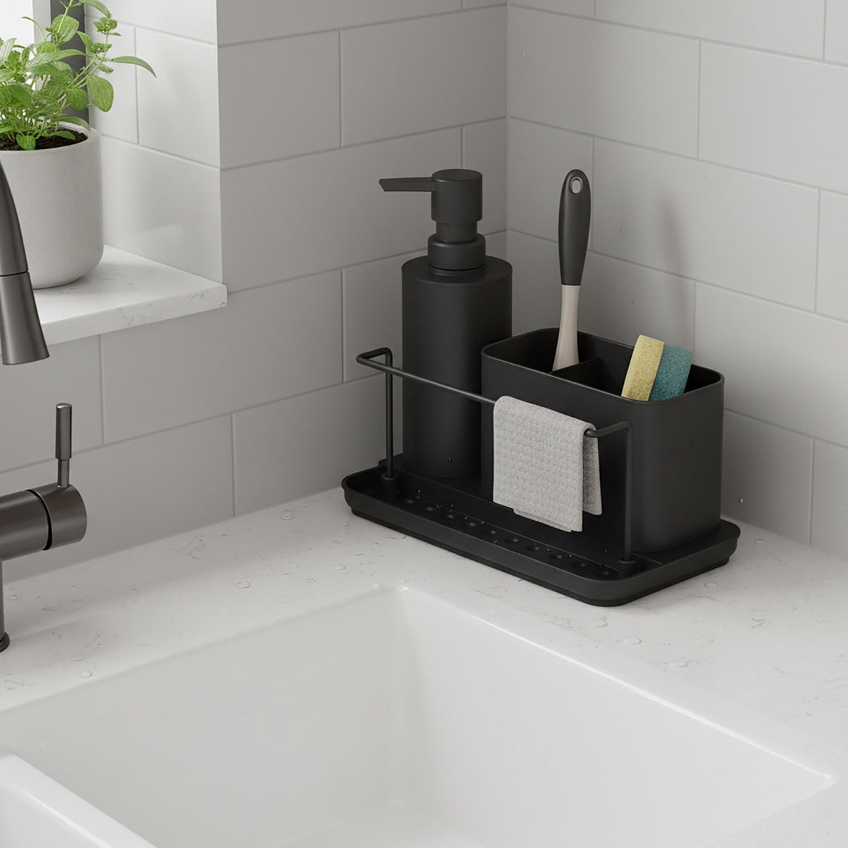 Sink Organizer with Soap Dispenser for Kitchen or Bathroom