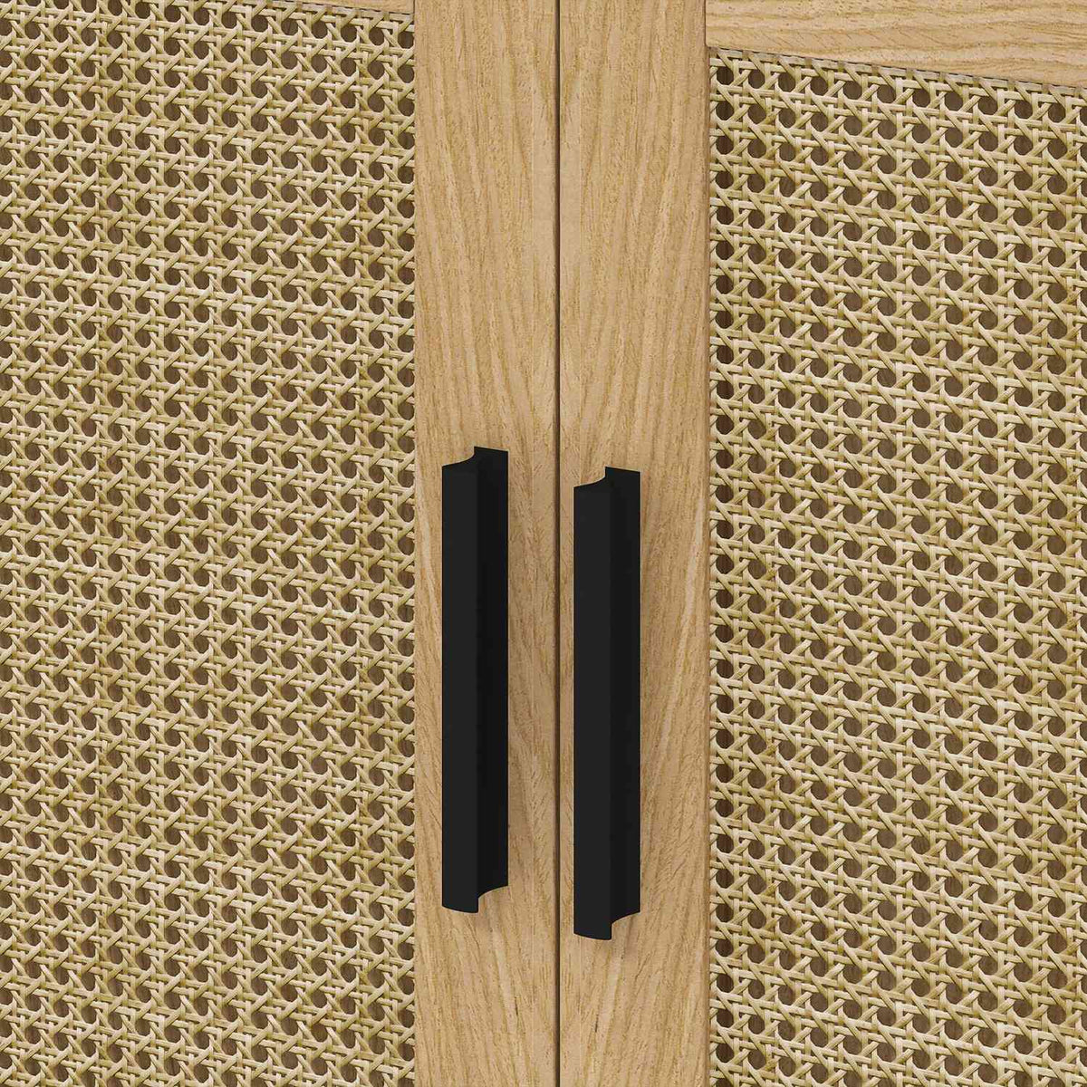 Sink base cabinet with cupboard compartment, vanity unit with rattan look, bathroom base cabinet with tilt protection, oak, 60 x 39 x 60 cm