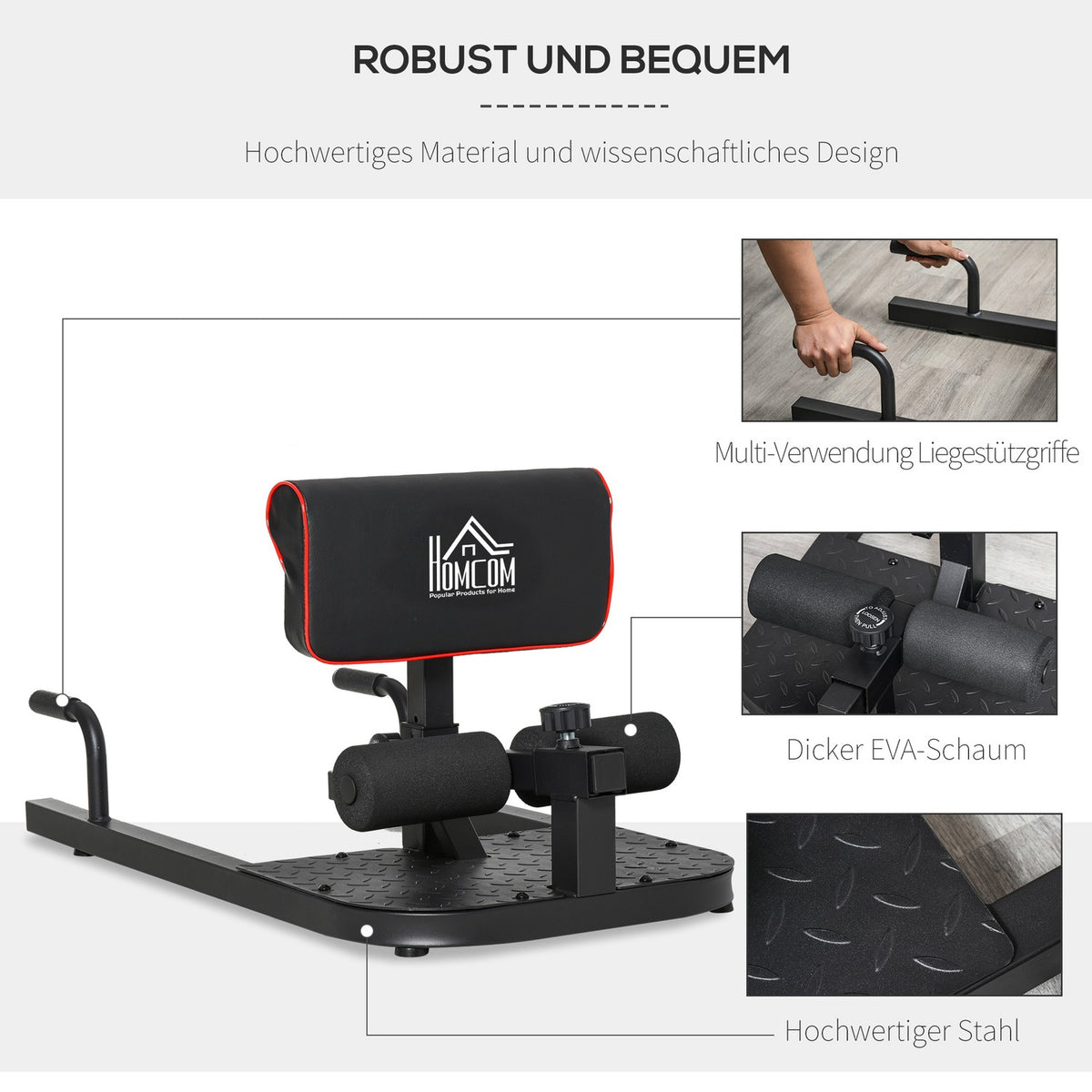 Sissy Squat Squat Trainer Leg Abdominal Trainer 3In1 Adjustable Up To 120Kg Steel Black 50X97X44.5-56.5Cm