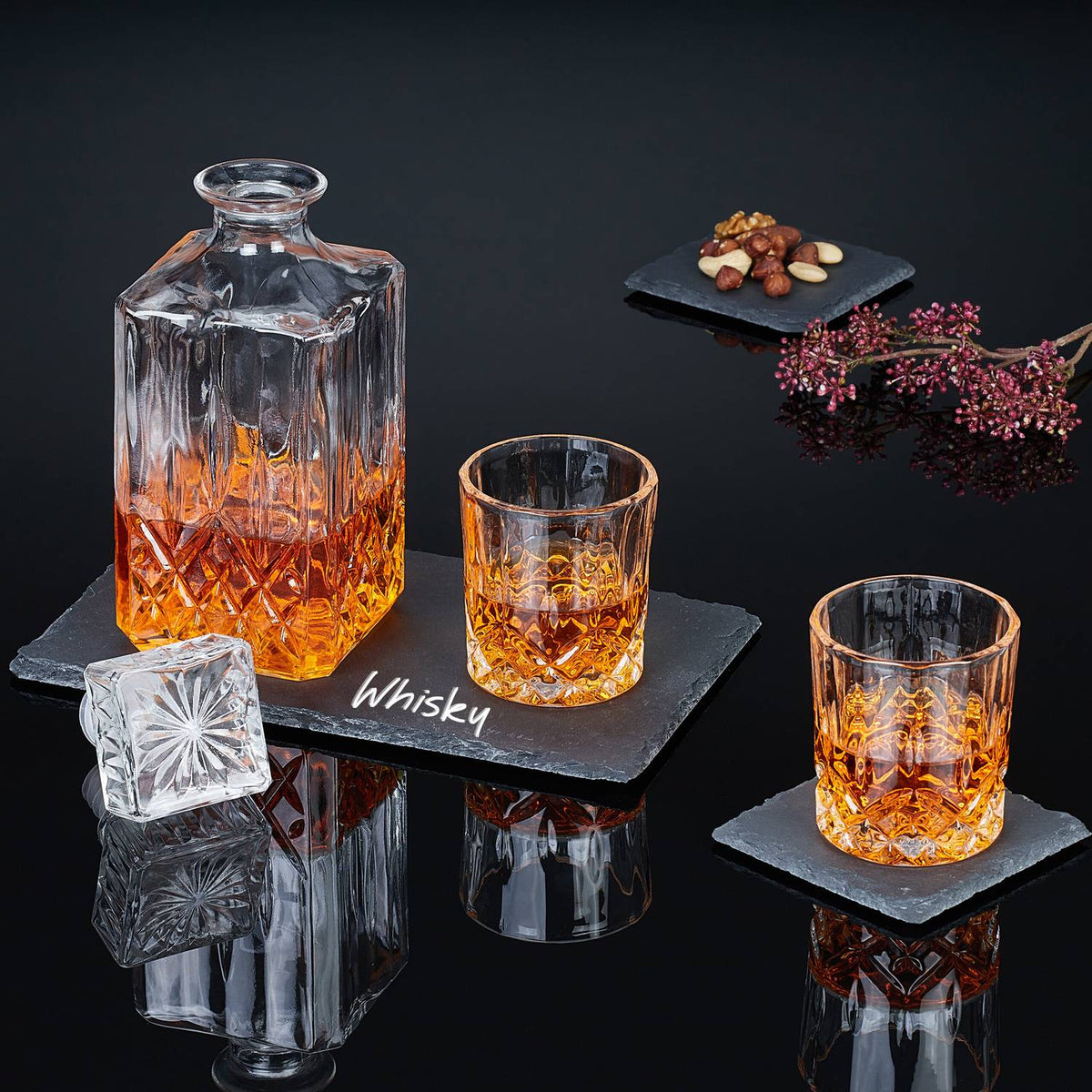 Slate Coasters Set, 20 Pieces, 10x10 cm