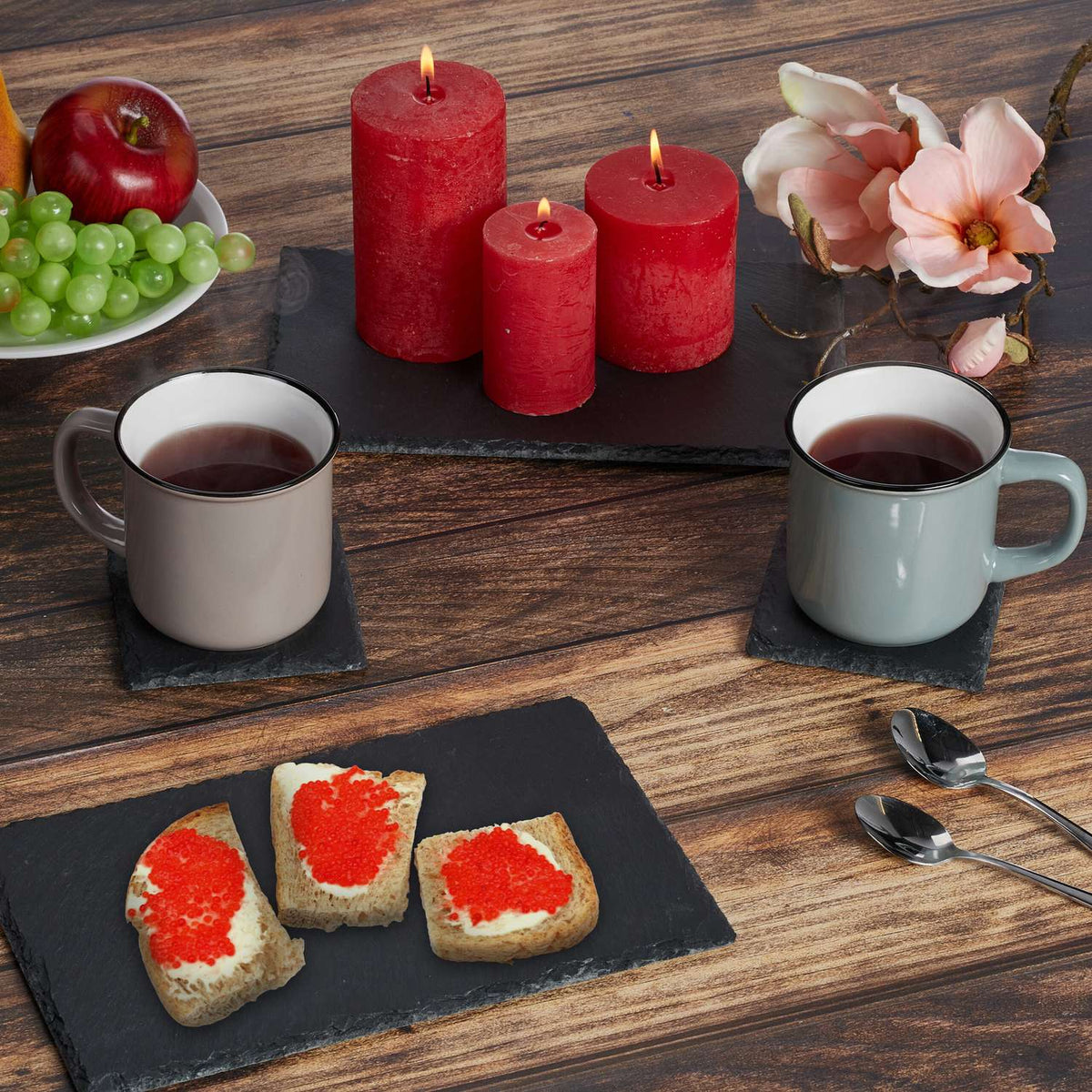Slate Serving Plates Set of 4, 26x16 cm
