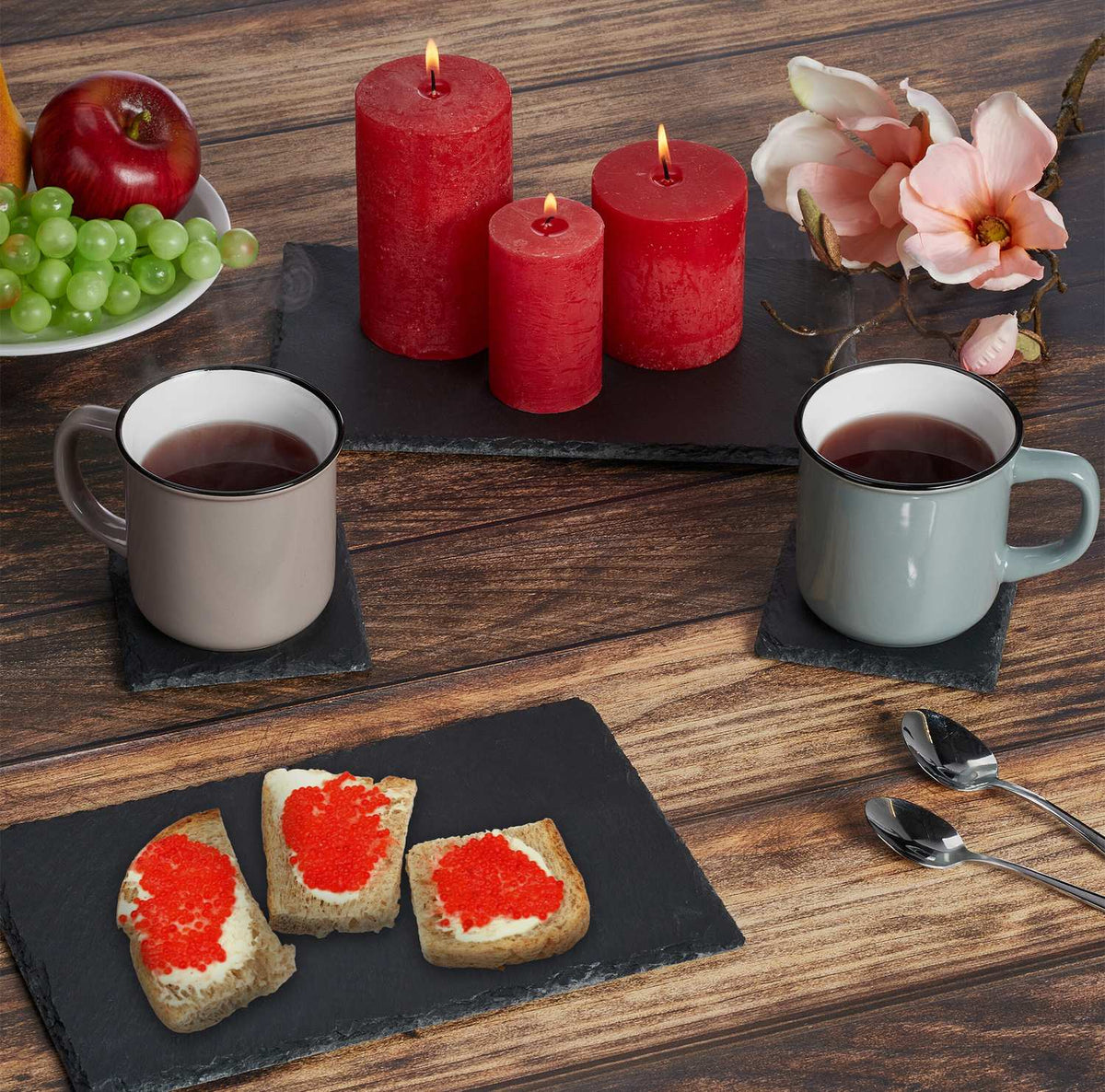 Slate Serving Plates Set of 8, 26x16 cm