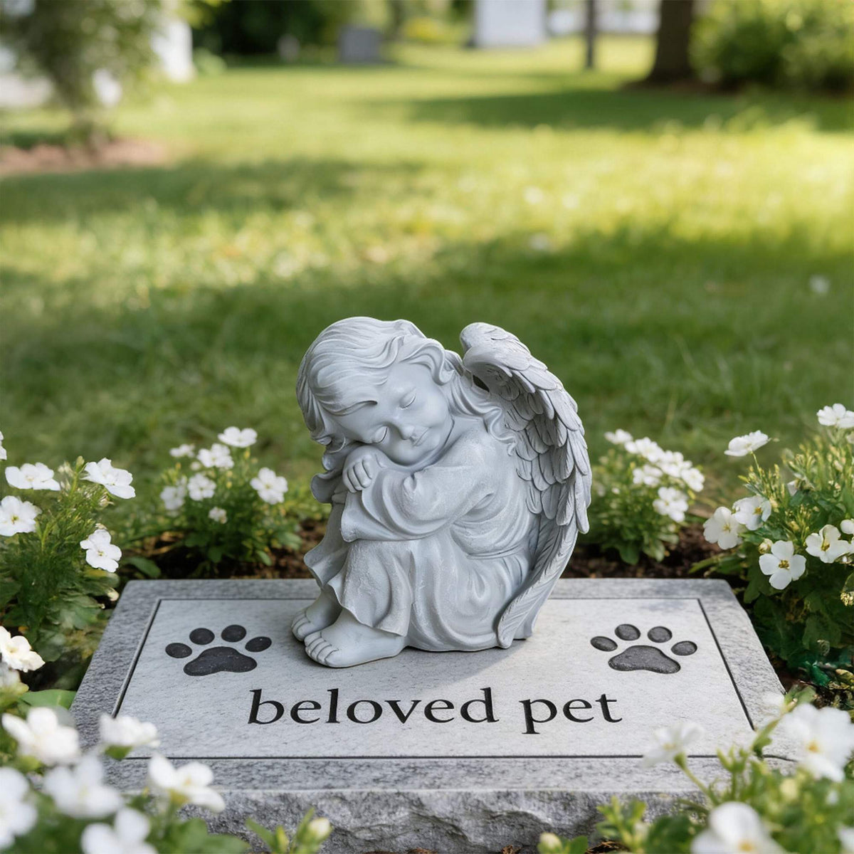 Sleeping Angel Statue, 24cm Polyresin Memorial Decor