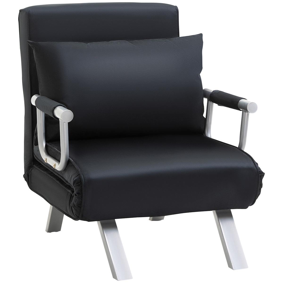 Sleeping Chair, 2-In-1 Sofa Bed, Folding Chair With Adjustable Backrest, Cushion, Guest Bed Can Hold Up To 120 Kg, Black