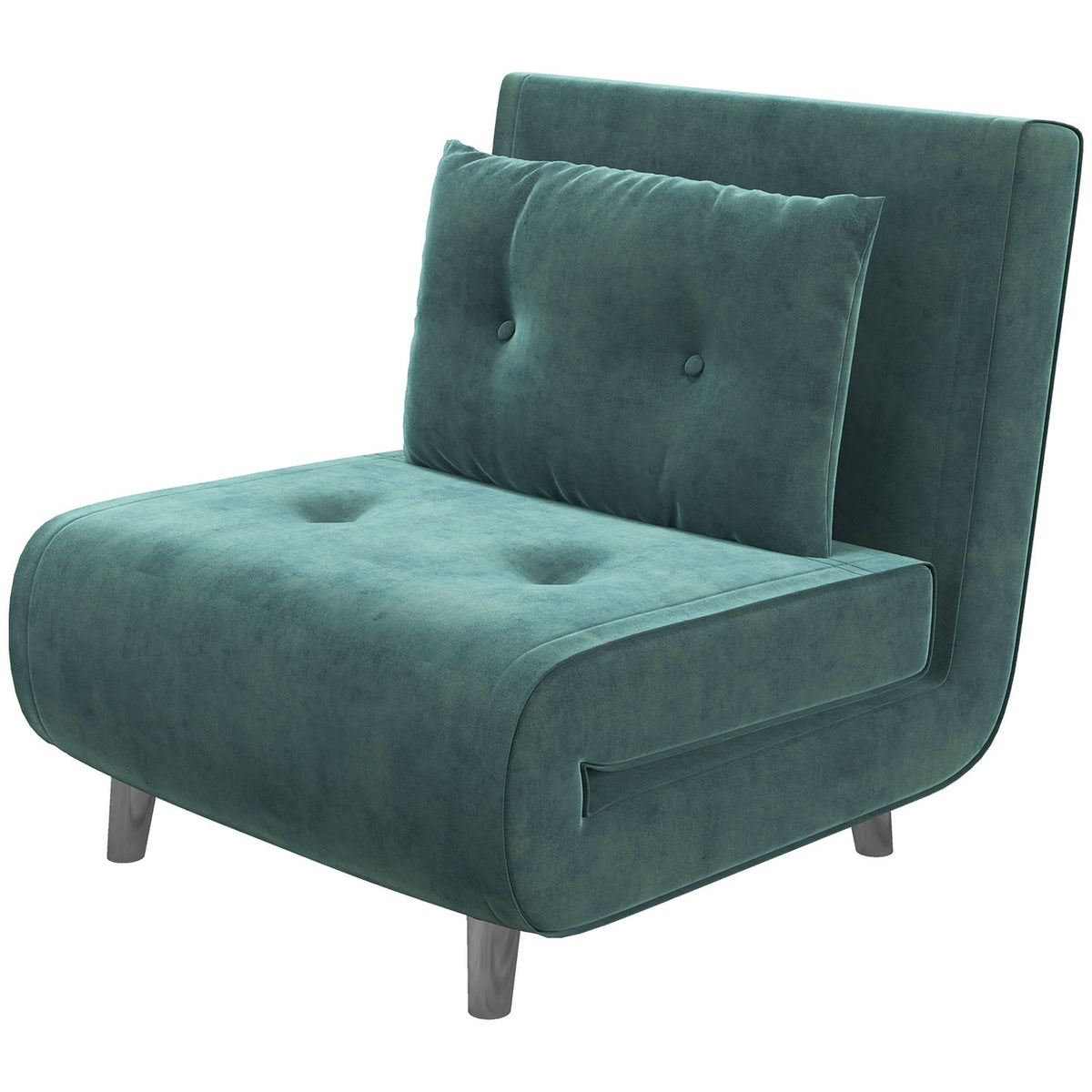 Sleeping Chair, Folding Chair With Bed Function, Single Sofa With Pillows, Guest Bed, Upholstered Sofa With Velvet Look, Dark Green, 77 X 88 X 83 Cm