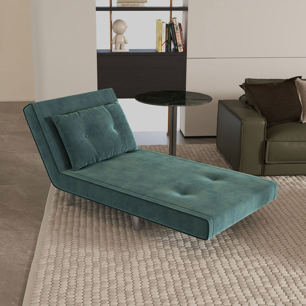 Sleeping Chair, Folding Chair With Bed Function, Single Sofa With Pillows, Guest Bed, Upholstered Sofa With Velvet Look, Dark Green, 77 X 88 X 83 Cm