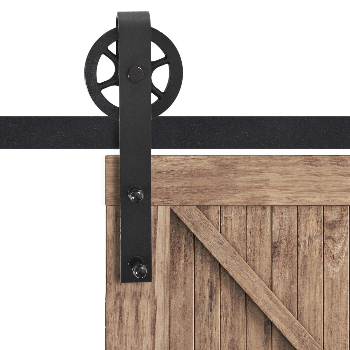 Sliding door fittings set 200 cm complete set with rails, rollers, rail stopper, floor block, set of door screws, sliding door system made of carbon steel black