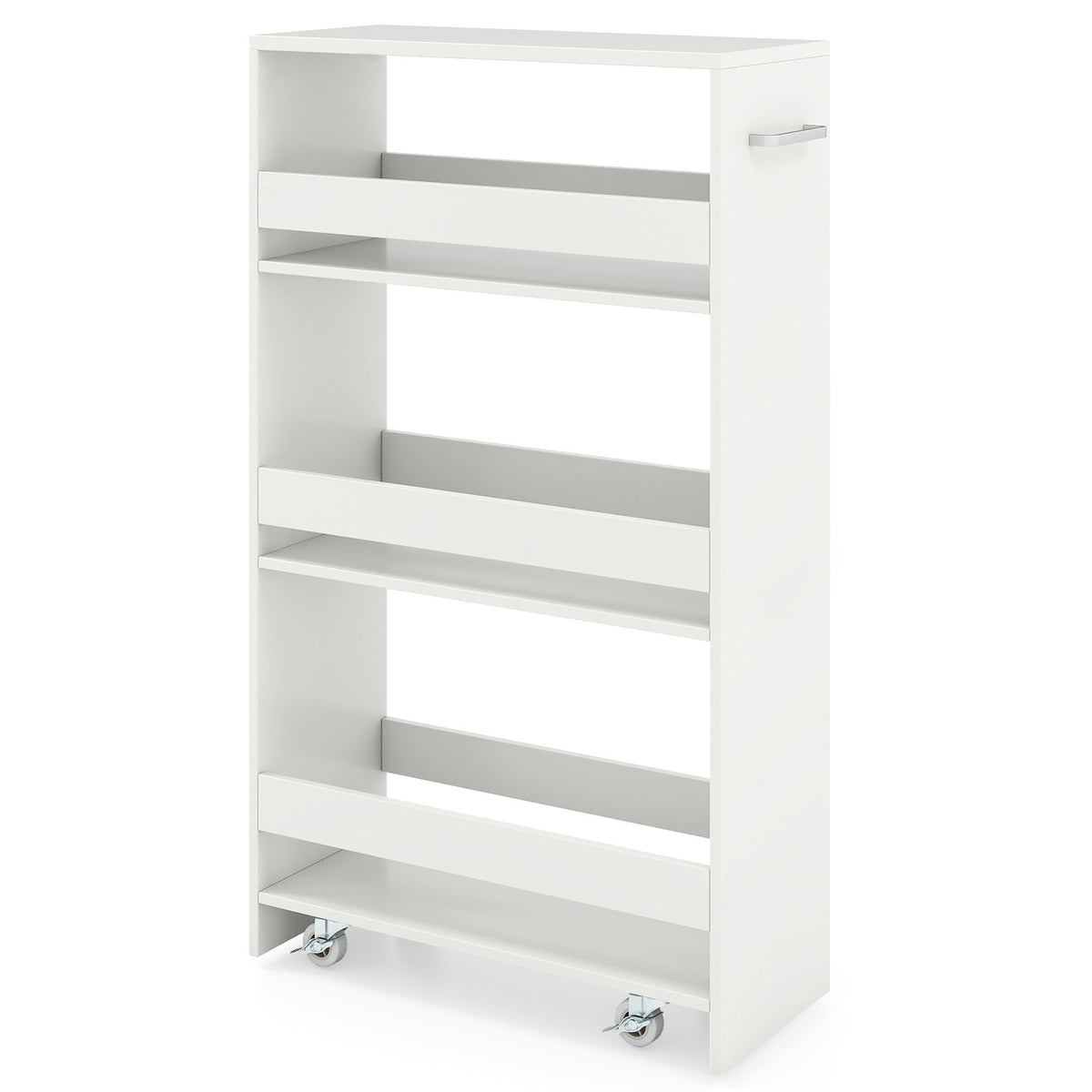 Slim 20cm 4-Tier Rolling Storage Cart With Charging Station