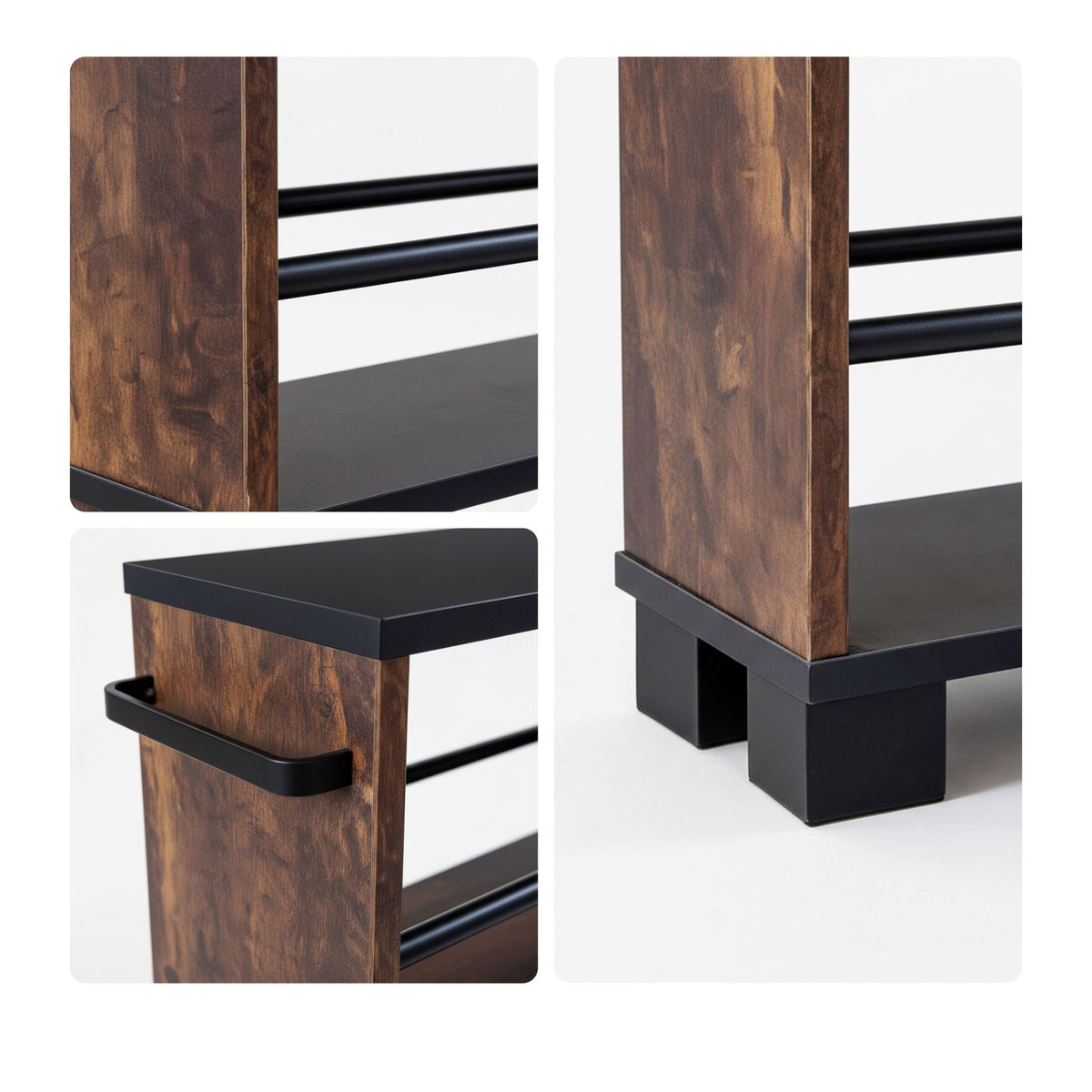 Slim 3-Tier Wood-Effect Trolley with Handle