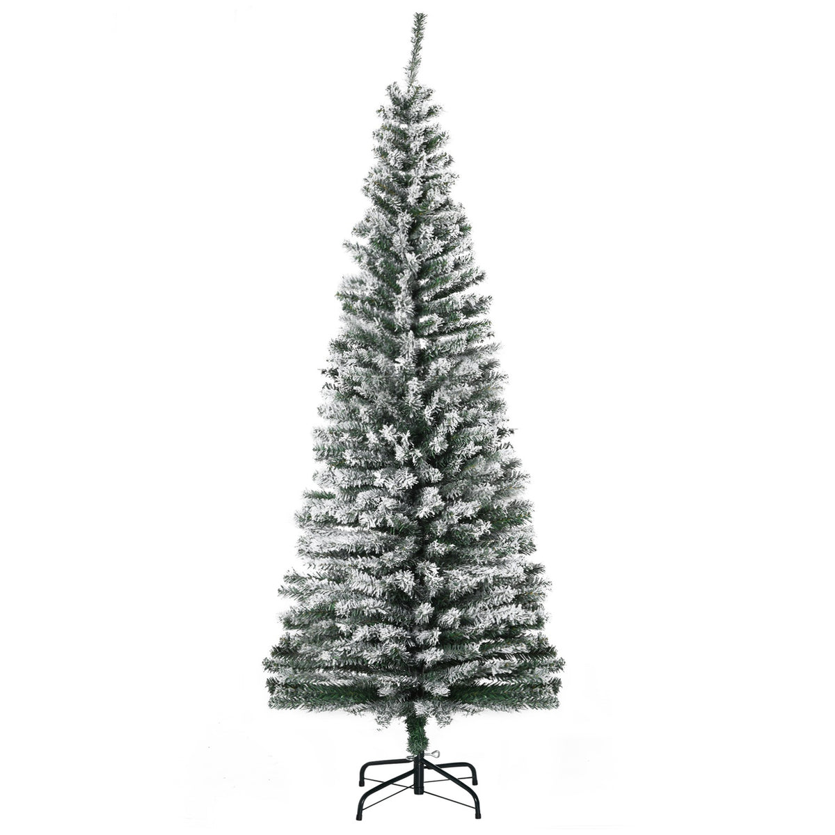 Slim Artificial Christmas Tree with Snow, 180 cm, Green