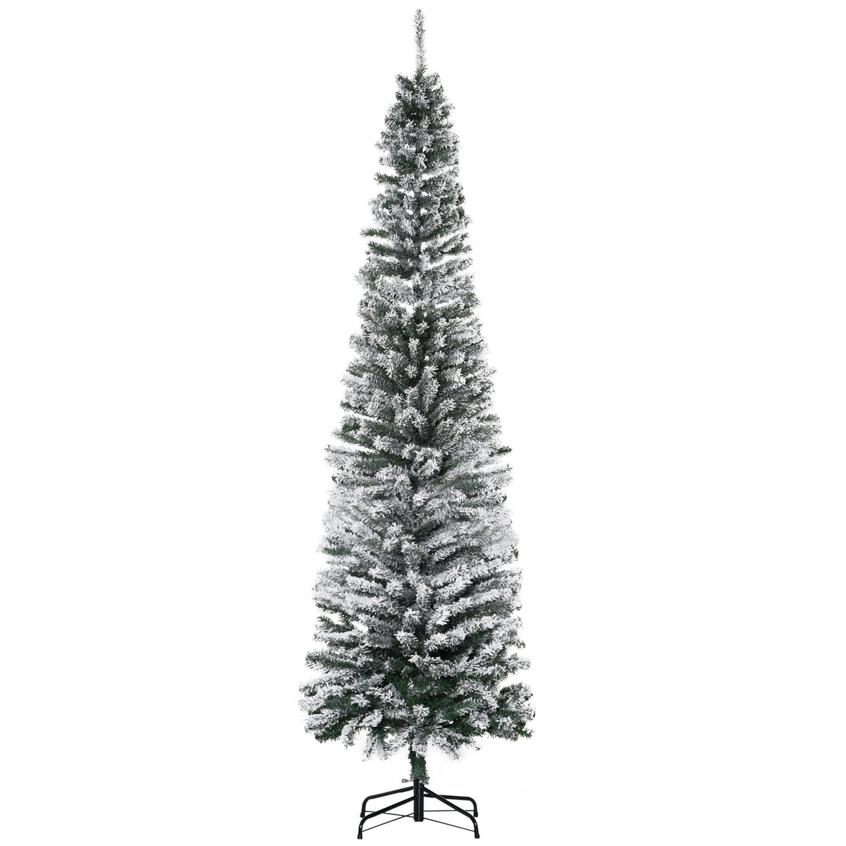 Slim Artificial Christmas Tree with Snowy Coating, 225 cm