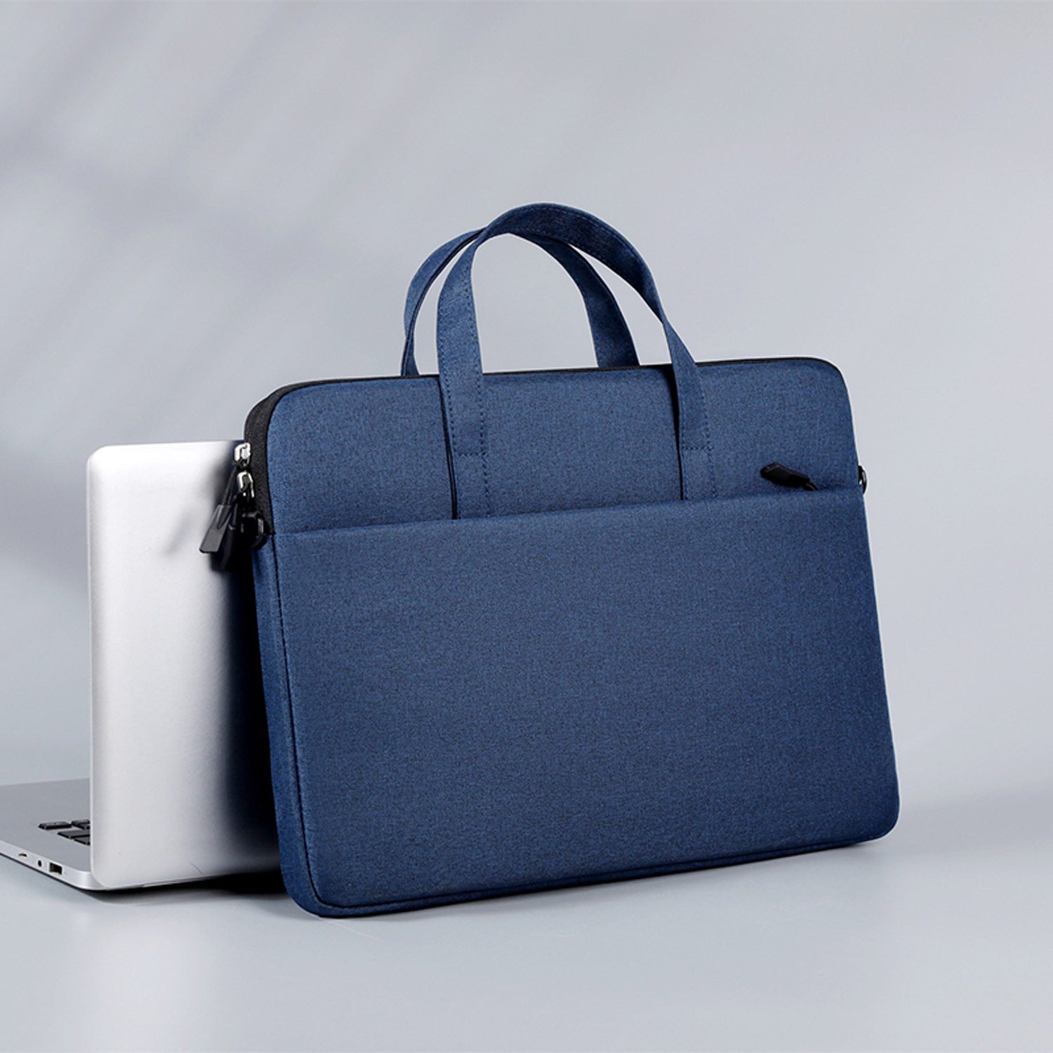Slim Laptop Bag 15.6" Blue with Handle and Strap