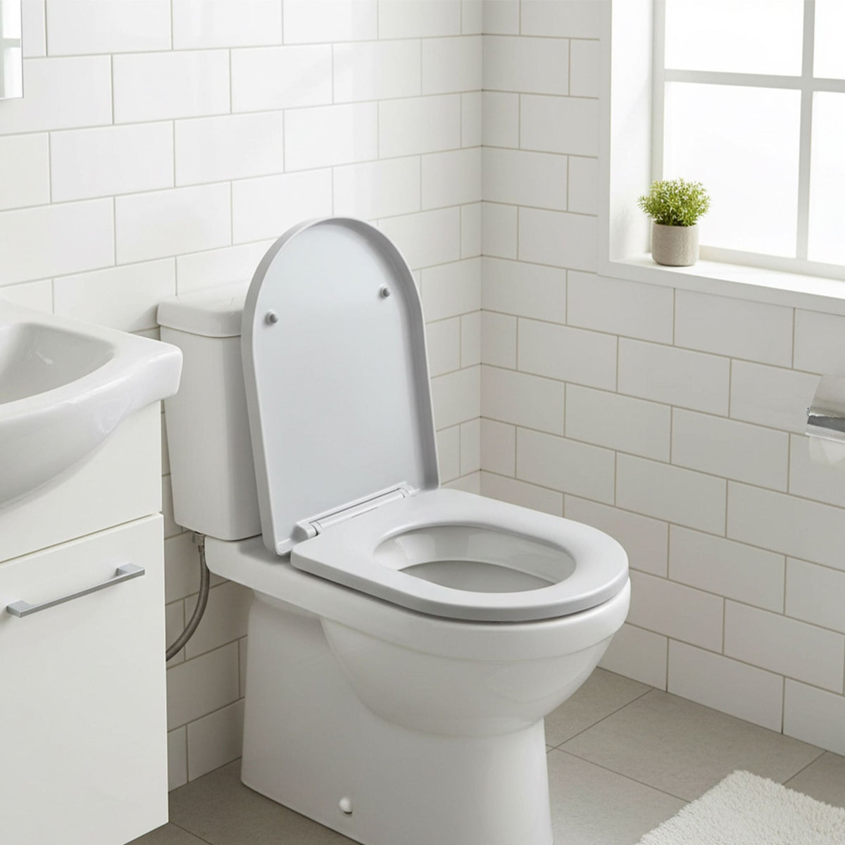 Slow-Close Duroplast Toilet Seat, Removable, Universal Fit