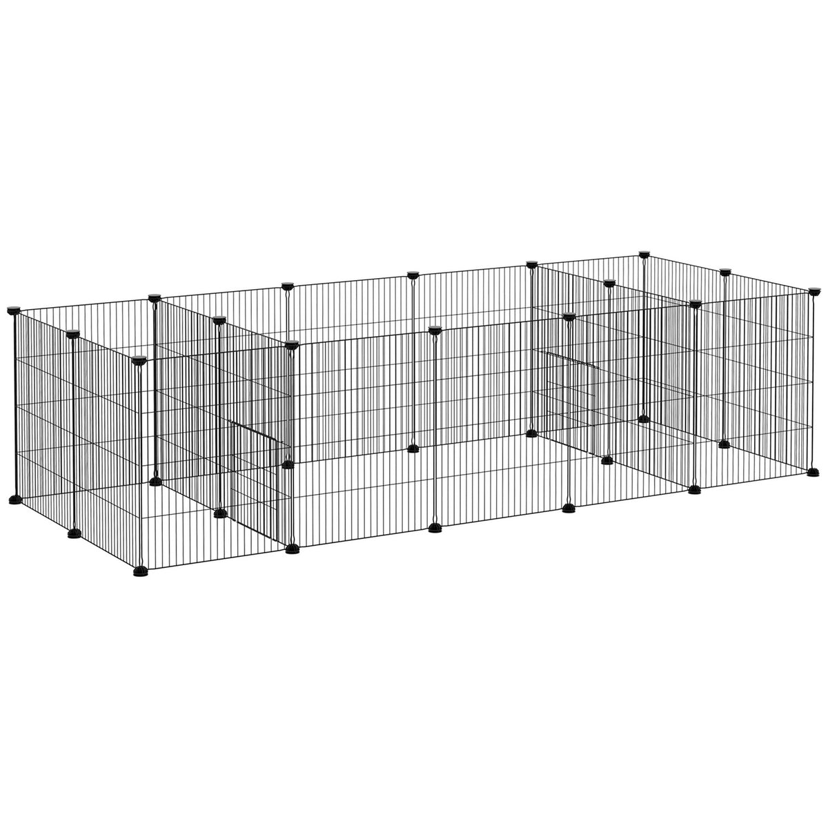 Small Animal Cage Diy Guinea Pig Enclosure With 18 Panels, Outdoor Enclosure Made Of Steel Mesh, Black