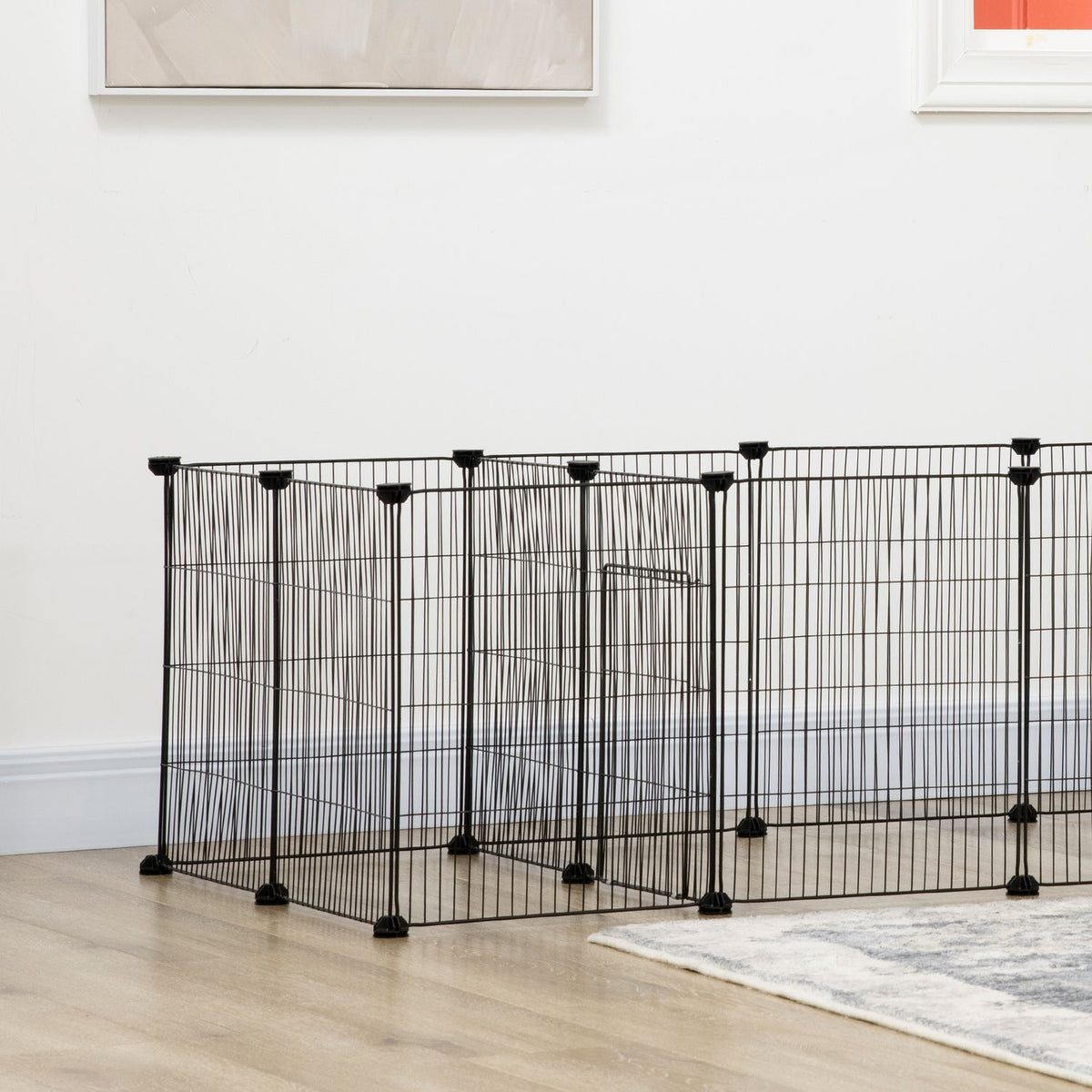 Small Animal Cage Diy Guinea Pig Enclosure With 18 Panels, Outdoor Enclosure Made Of Steel Mesh, Black