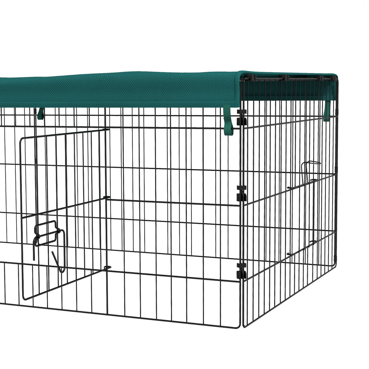 Small Animal Cage Pet Playpen With 5 Doors & Roof, Outdoor Rabbit Hutch, Green, 185X75X50Cm