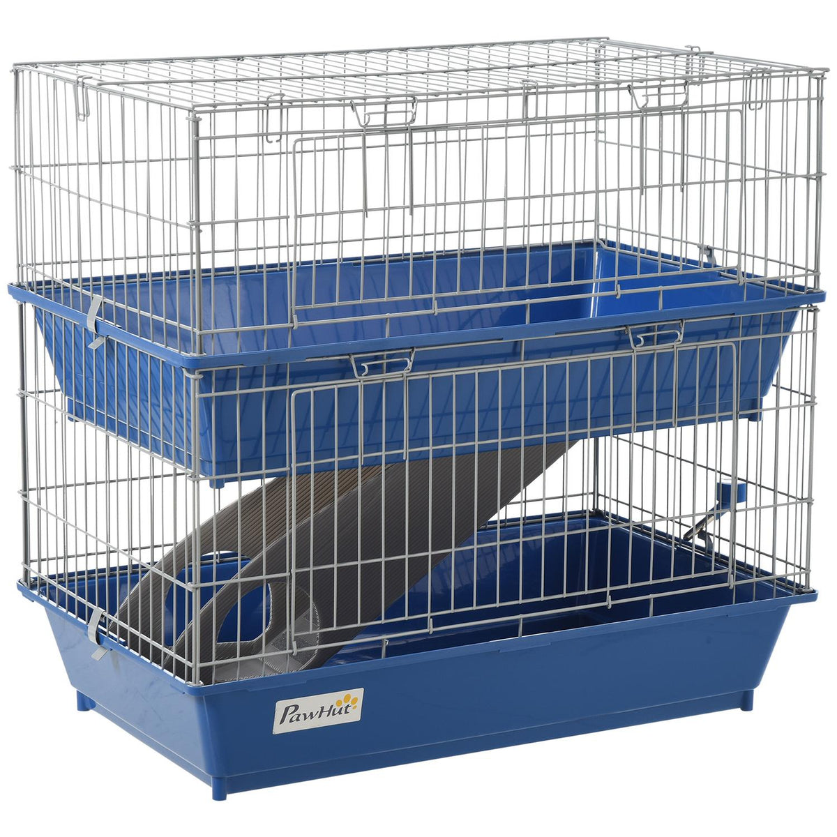 Small Animal Cage Rodent Cage With Accessories Small Animal Stable Cage For Small Animals Two-Story Plastic Metal Blue + Gray 72 X 44 X 67 Cm