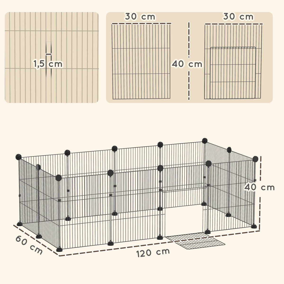 Small Animal Cage with Waterproof Liner, Steel Frame