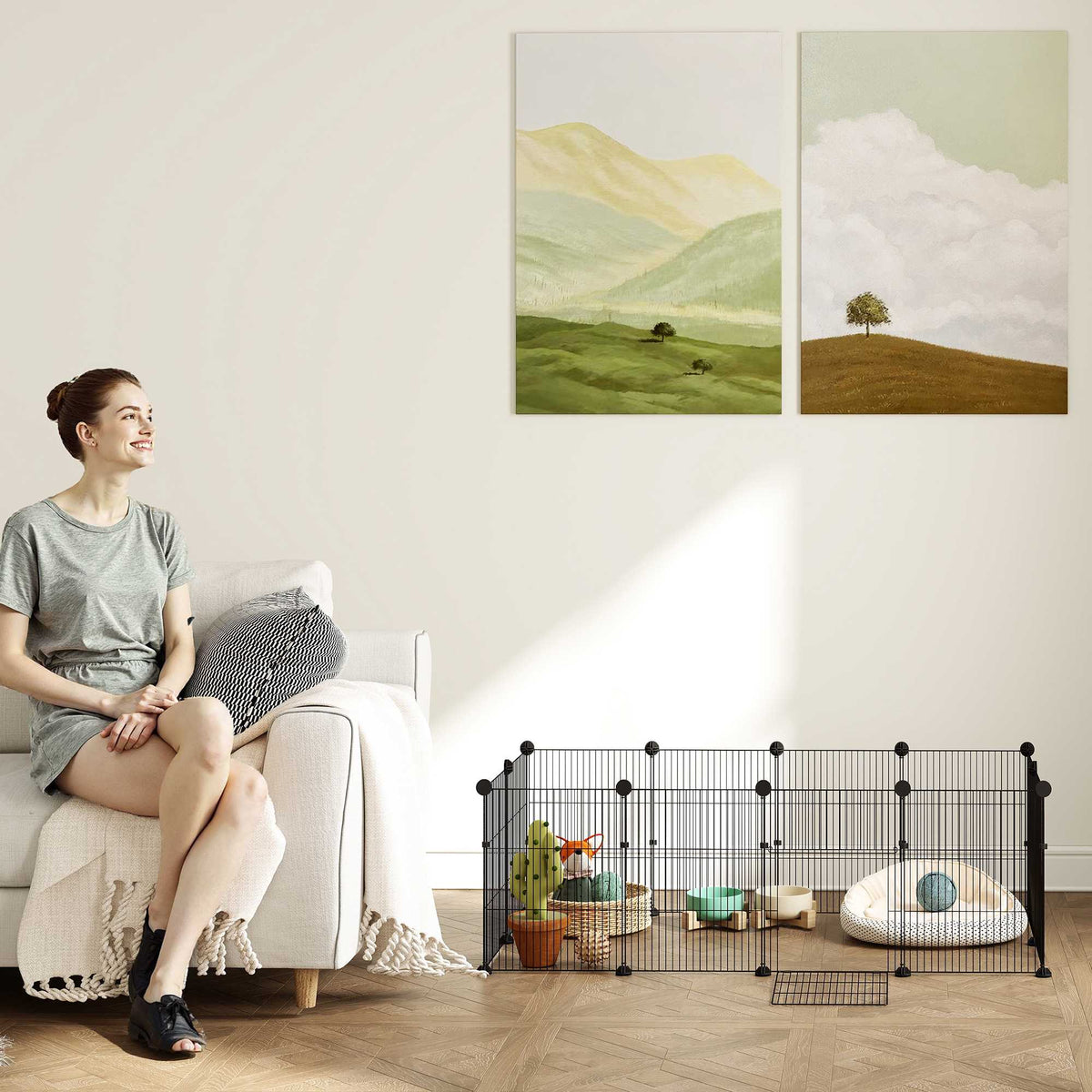 Small Animal Cage with Waterproof Liner, Steel Frame