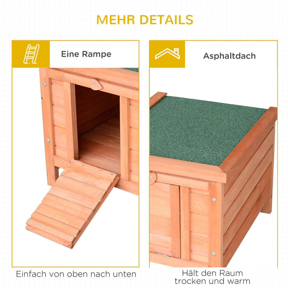 Small Animal House with Ramp, Weatherproof Wood, Green