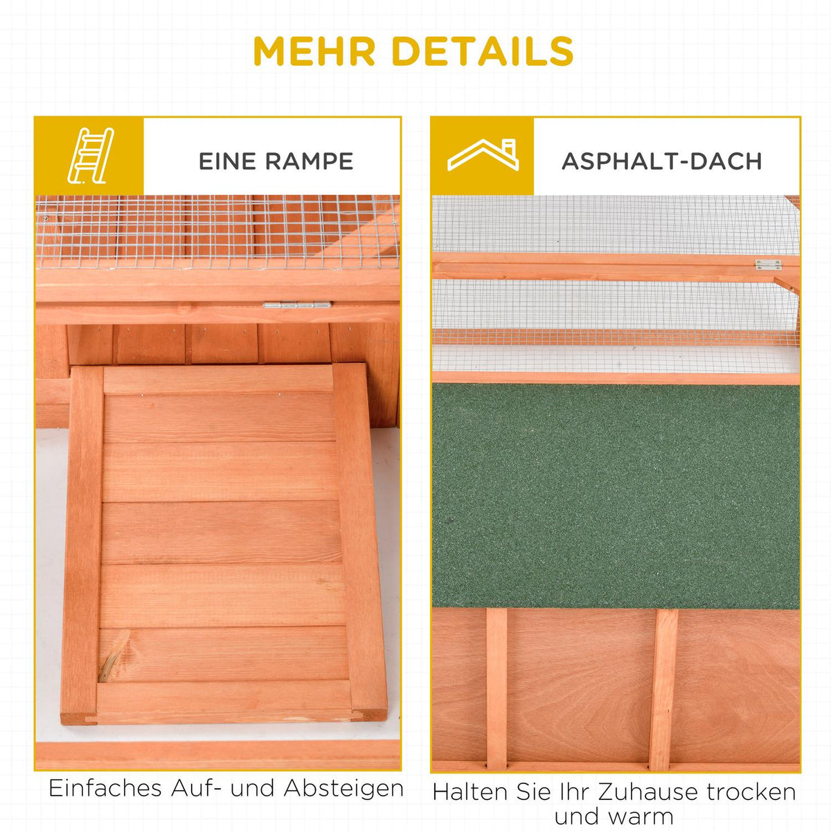 Small Animal Hutch Dwarf Rabbit Hutch 125.5X100X49Cm With Openable Asphalt Roof Outdoor Indoor Backyard Weatherproof Fir Wood Orange + Green