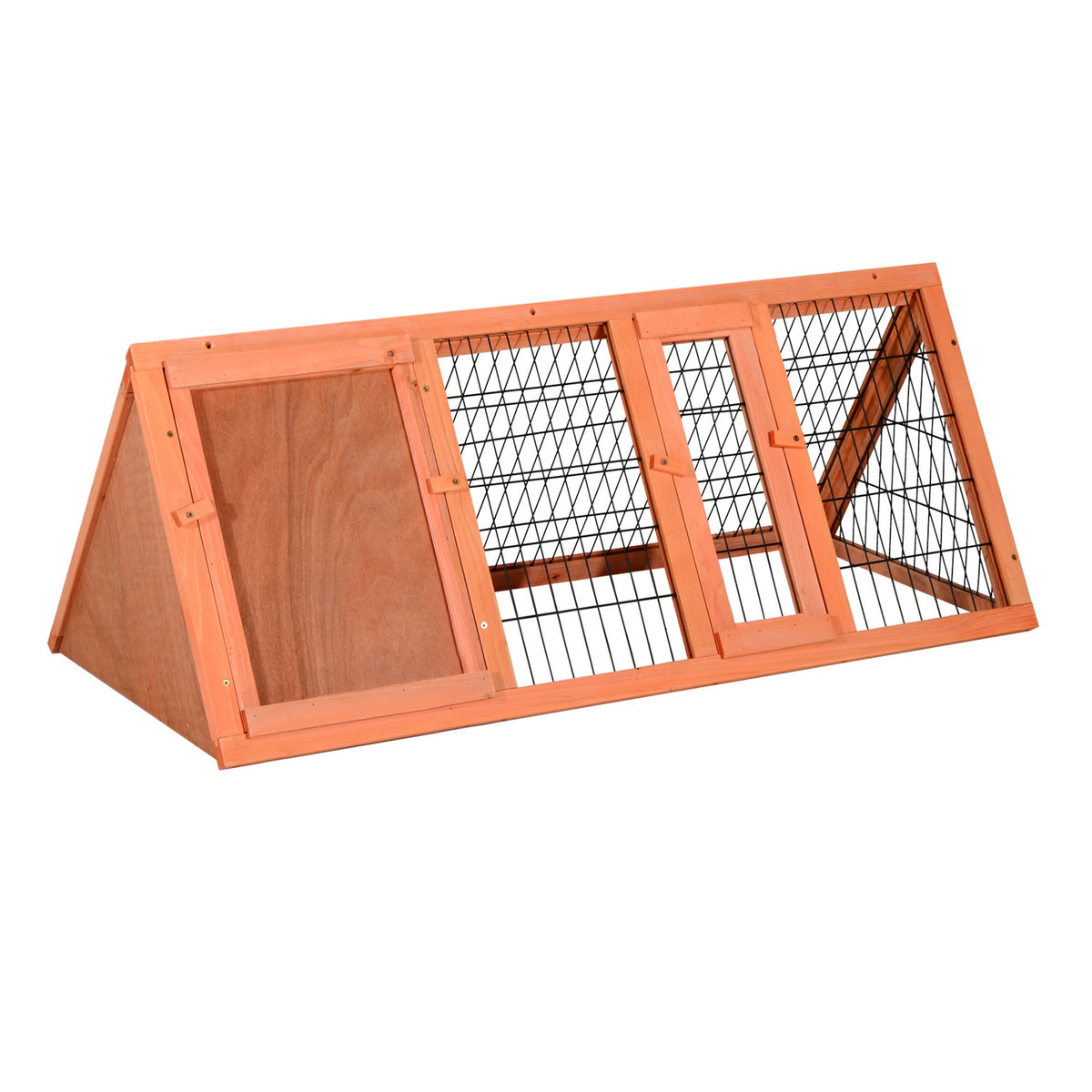 Small Animal Hutch Guinea Pig Hutch 118 X 50 X 45 Cm Triangular With Outdoor Run Orange