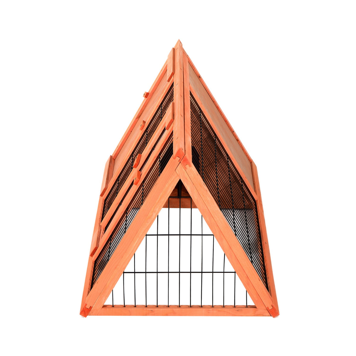 Small Animal Hutch Guinea Pig Hutch 118 X 50 X 45 Cm Triangular With Outdoor Run Orange