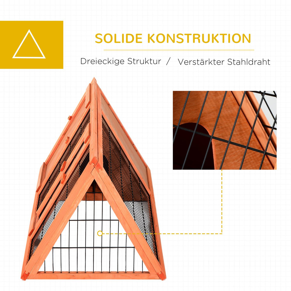 Small Animal Hutch Guinea Pig Hutch 118 X 50 X 45 Cm Triangular With Outdoor Run Orange