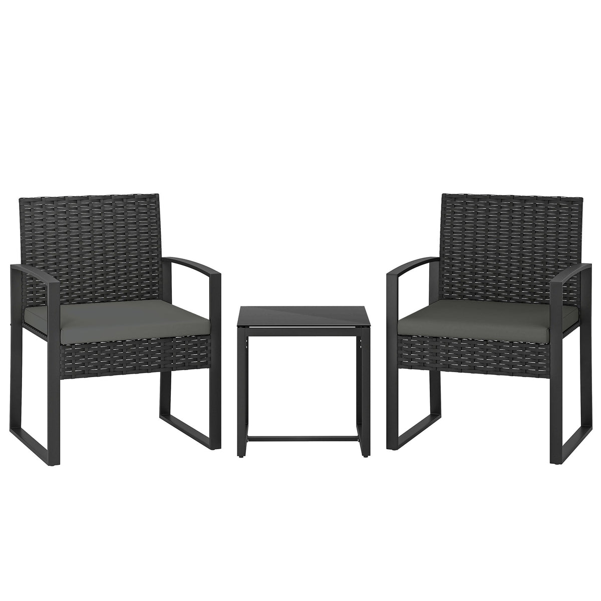 Small Balcony Furniture Set, PE Rattan, Cushioned Seats