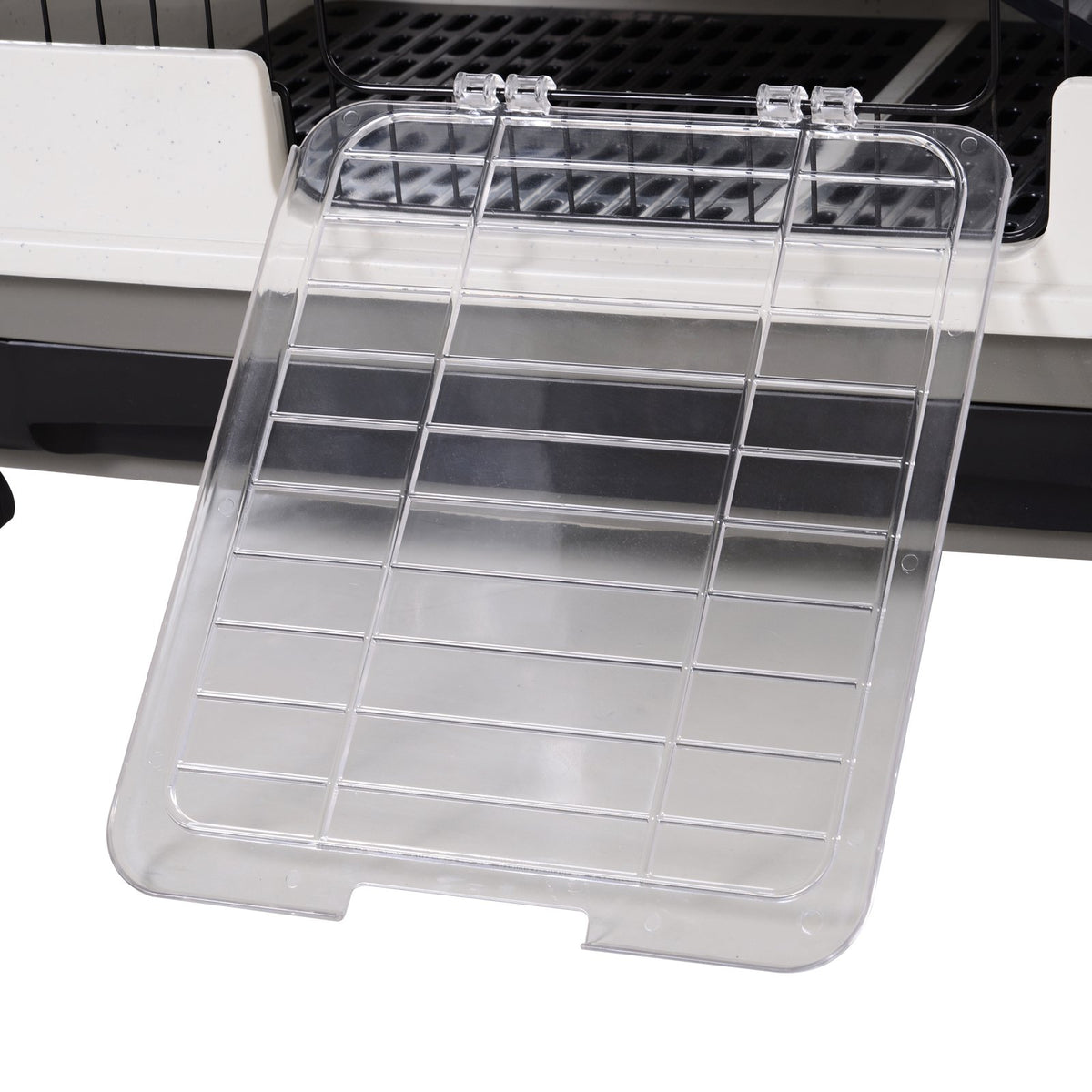 Small Pet Cage, 4 Wheels, 3 Doors, 2 Platforms, Metal, Black