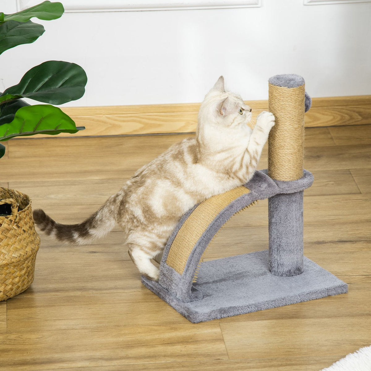 Small scratching post, with massage and scratching board, cat scratching post with cat board, gray