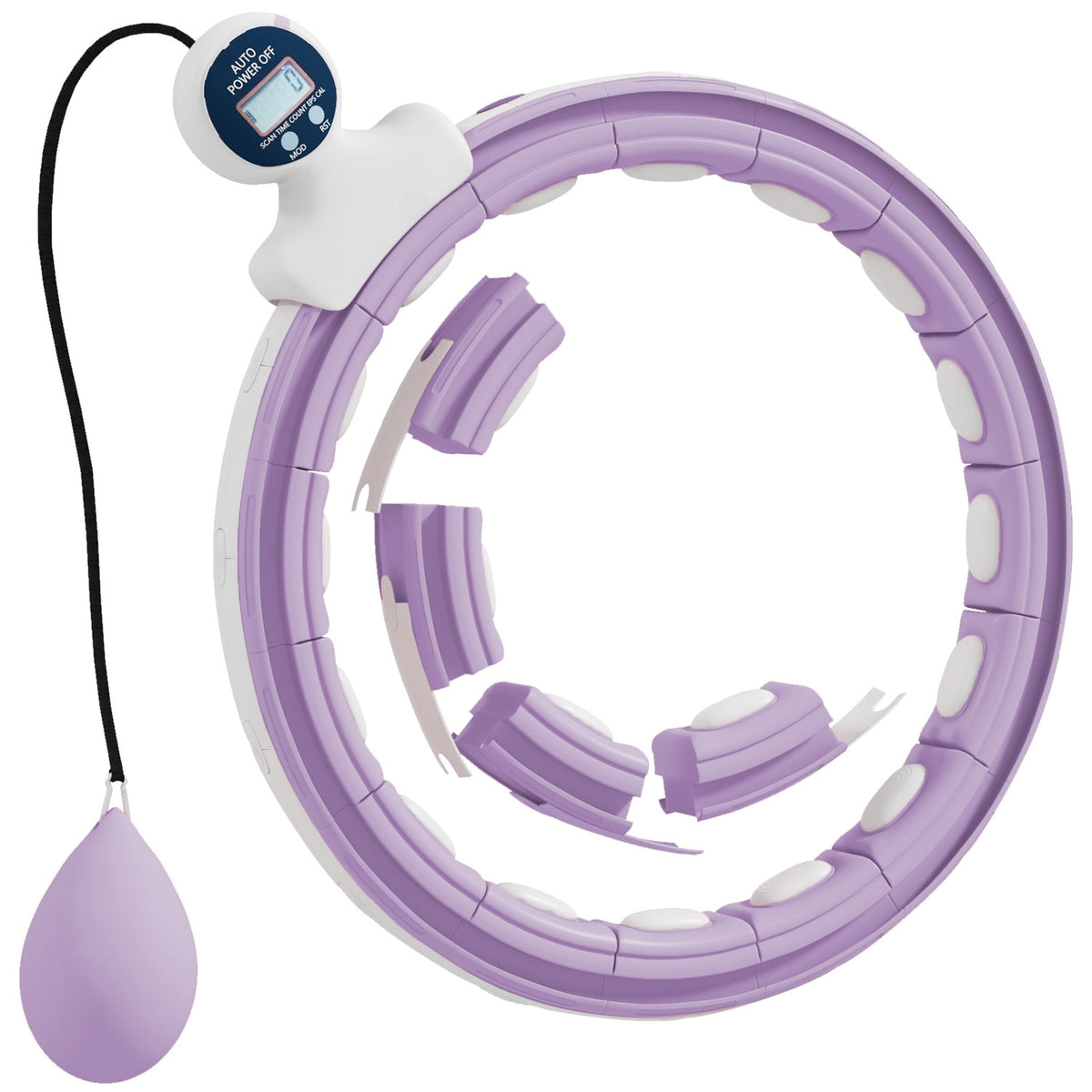 Smart Hula Hoop Adults with Weight Ball Counter 16 Knots (76-113cm) Adjustable Fitness Quiet Slimming Equipment Infinity Hula Hoop for Weight Loss, Fitness Purple |