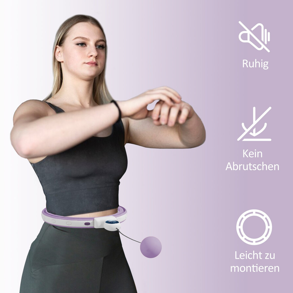 Smart Hula Hoop Adults with Weight Ball Counter 16 Knots (76-113cm) Adjustable Fitness Quiet Slimming Equipment Infinity Hula Hoop for Weight Loss, Fitness Purple |