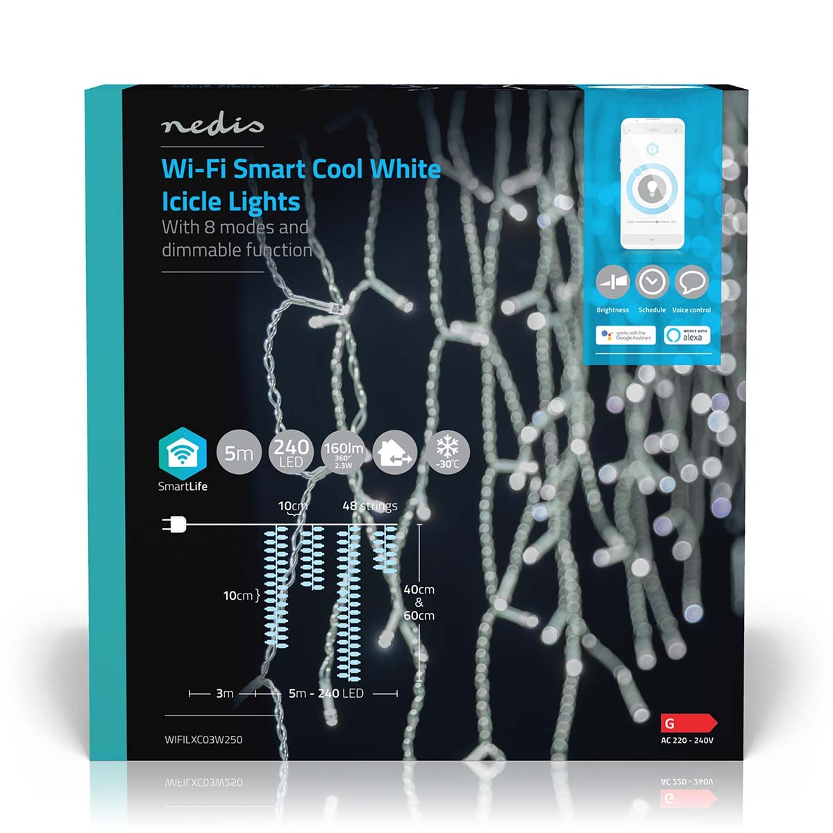 SmartLife Christmas Lighting | Icicles | Wi-Fi | Cold White | 240 LEDs | 5.00 m | Android™ / IOS