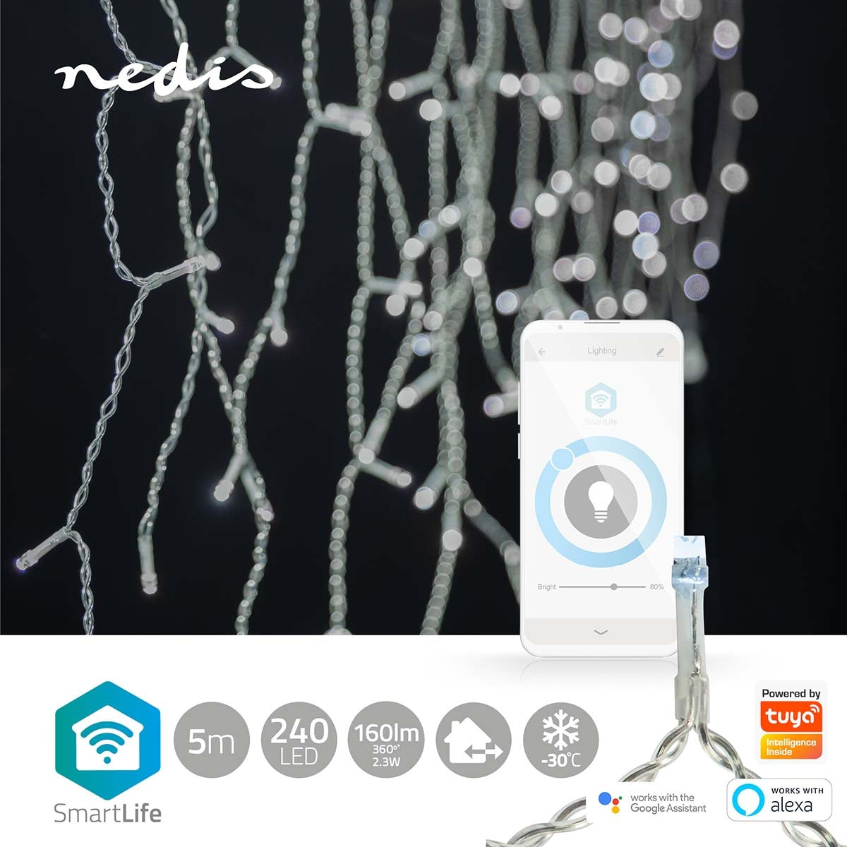 SmartLife Christmas Lighting | Icicles | Wi-Fi | Cold White | 240 LEDs | 5.00 m | Android™ / IOS