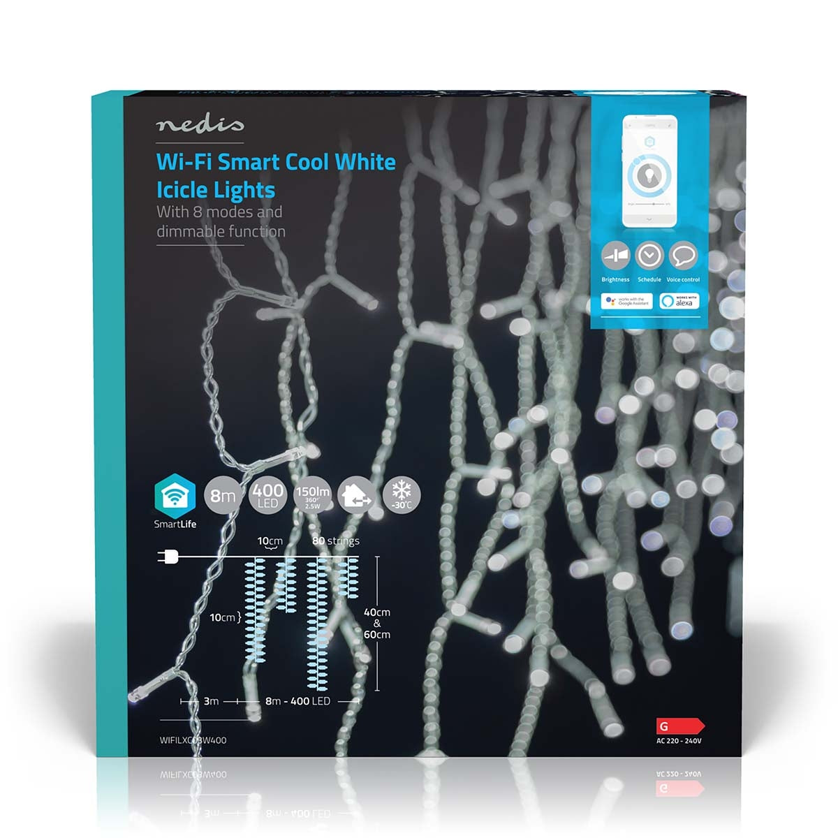 SmartLife Christmas Lighting | Icicles | Wi-Fi | Cold White | 400 LEDs | 8.00 m | Android™ / IOS