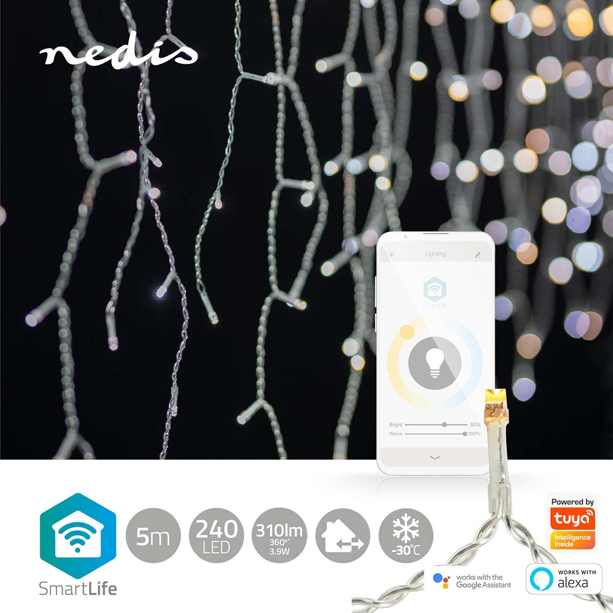 SmartLife Christmas Lighting | Icicles | Wi-Fi | Warm to cool white | 240 LEDs | 5.00 m | Android™ / IOS