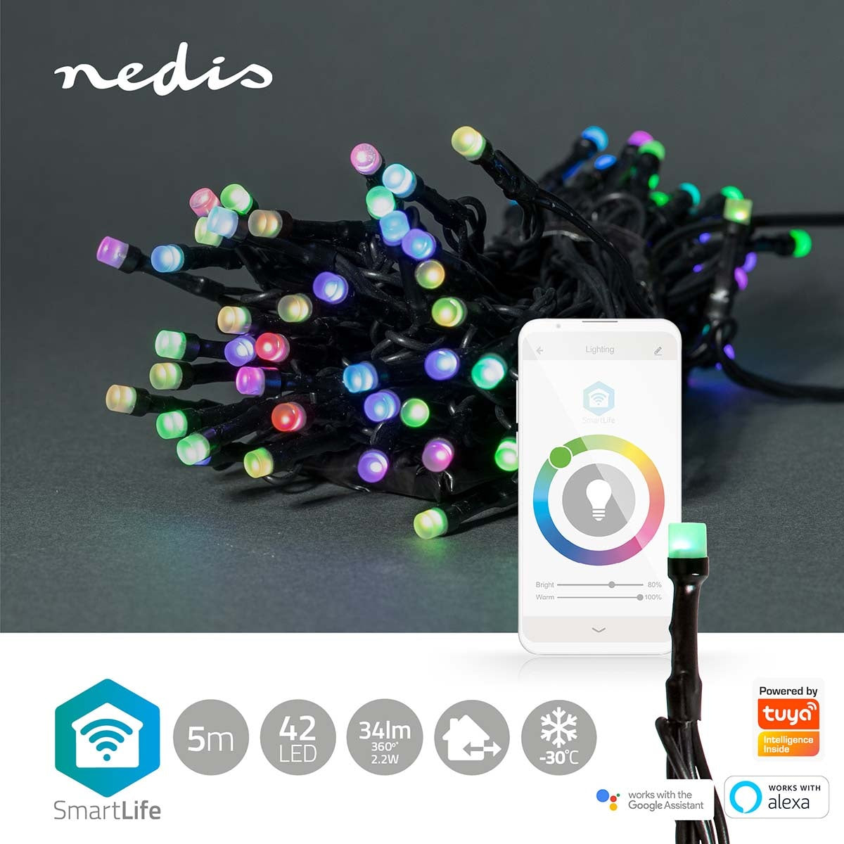 SmartLife Christmas Lighting | String | Wi-Fi | RGB | 42 LEDs | 5.00 m | Android™ / IOS